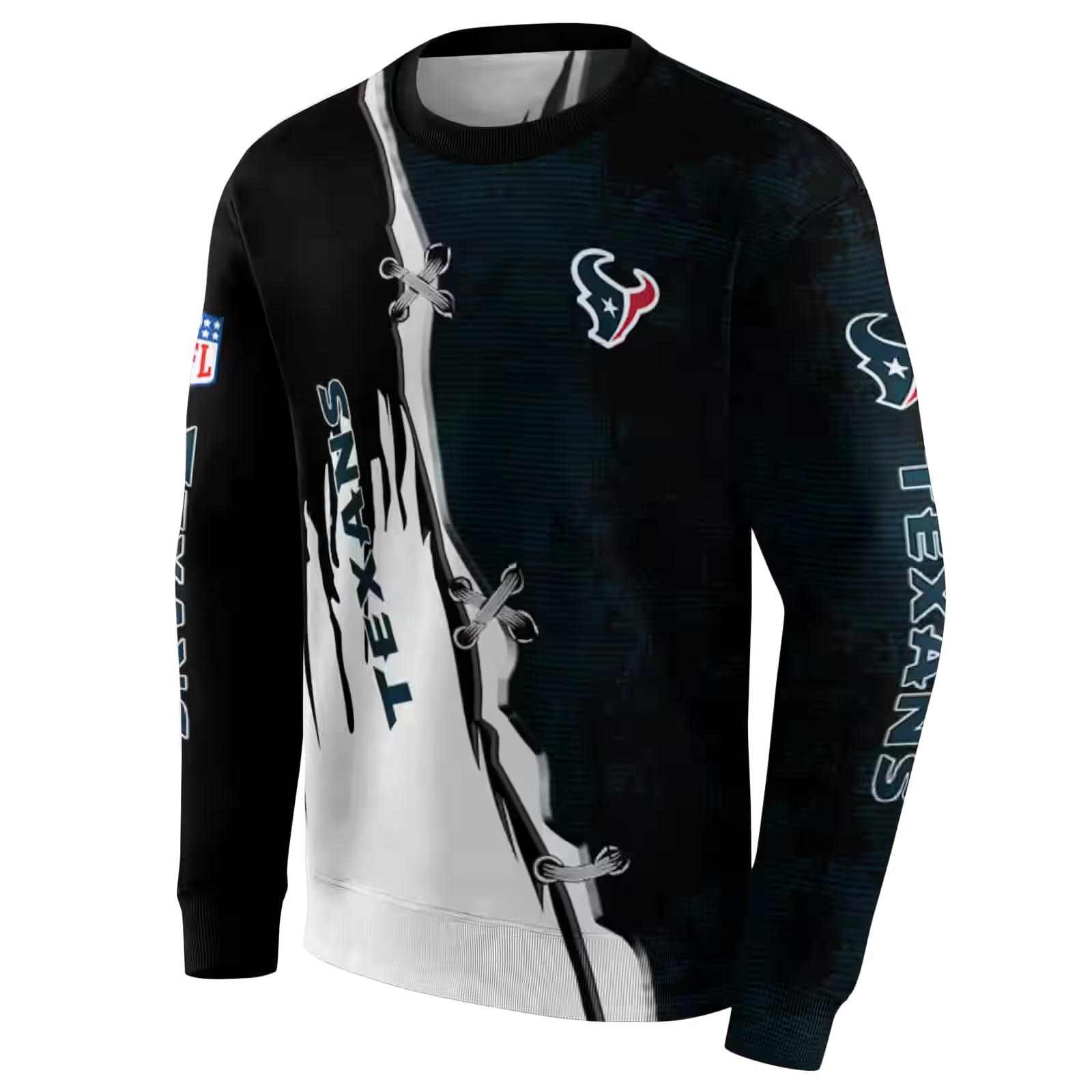 houston texans ripped pattern blue black white hoodie new arrival