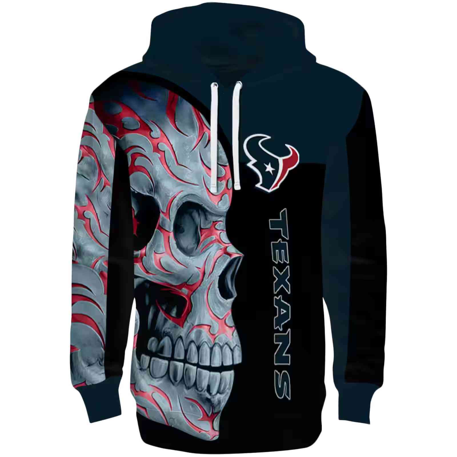 Houston Texans Skull Motif Blue Black Hoodie