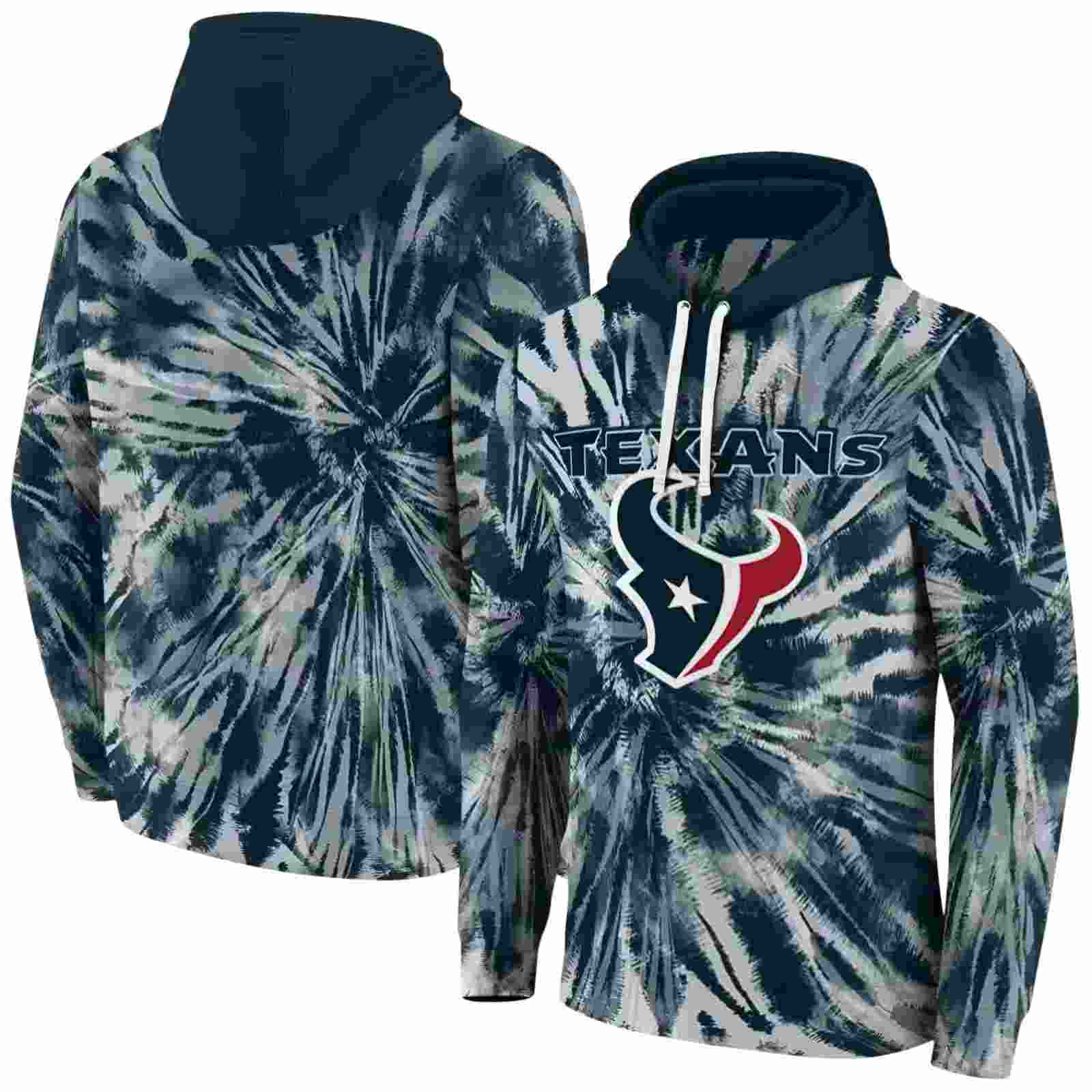 houston texans tie dye pattern blue hoodie fashion forward