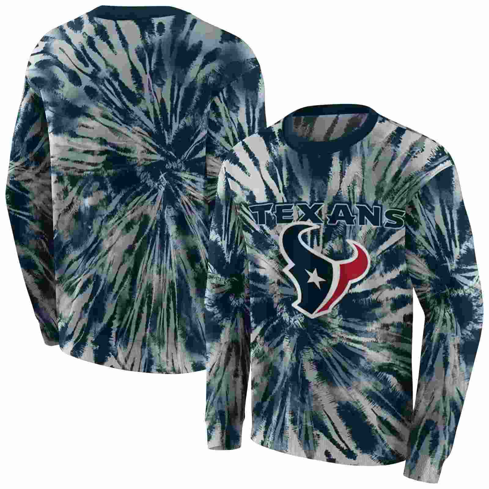 houston texans tie dye pattern blue hoodie premium grade