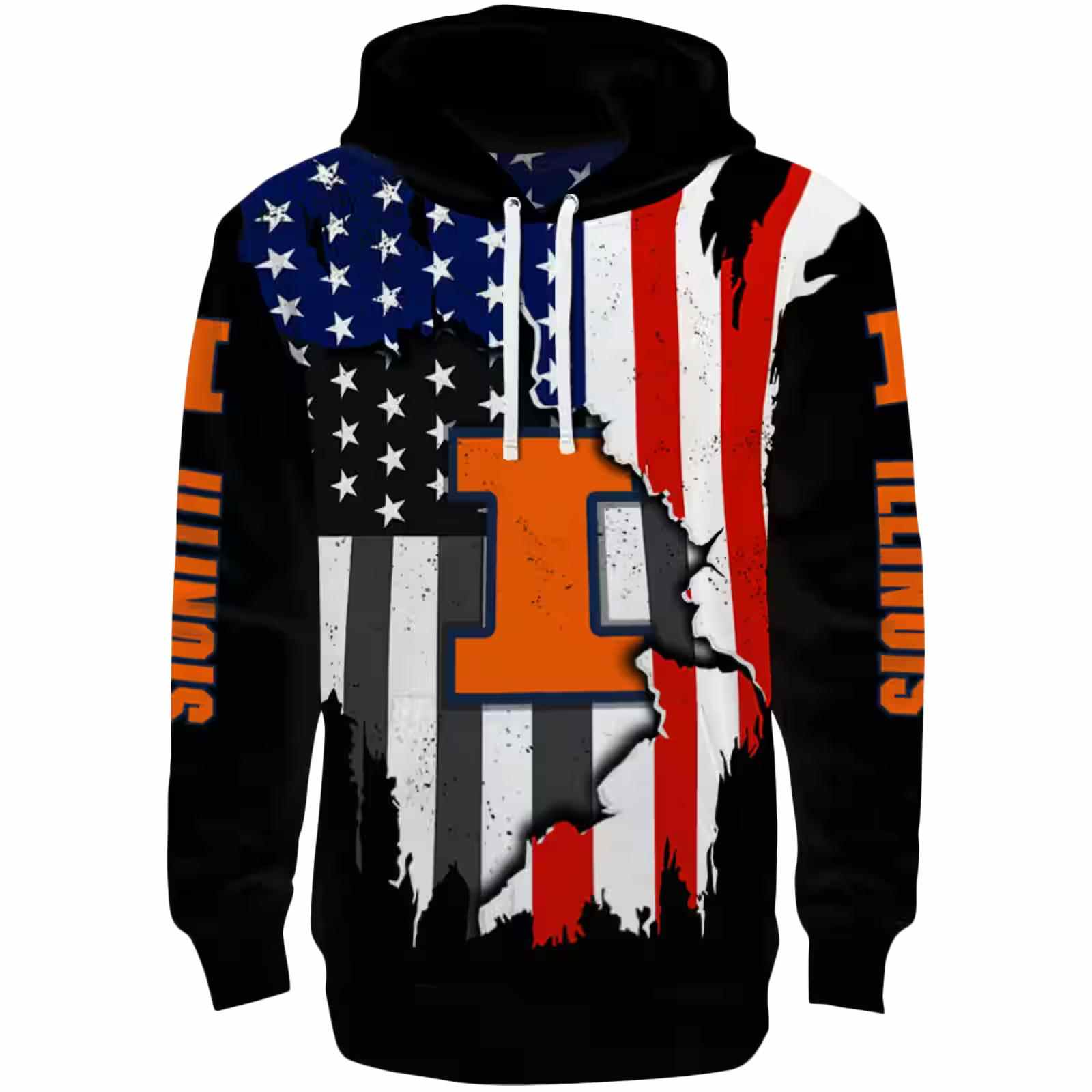 Illinois Fighting Illini American Pride Black Hoodie