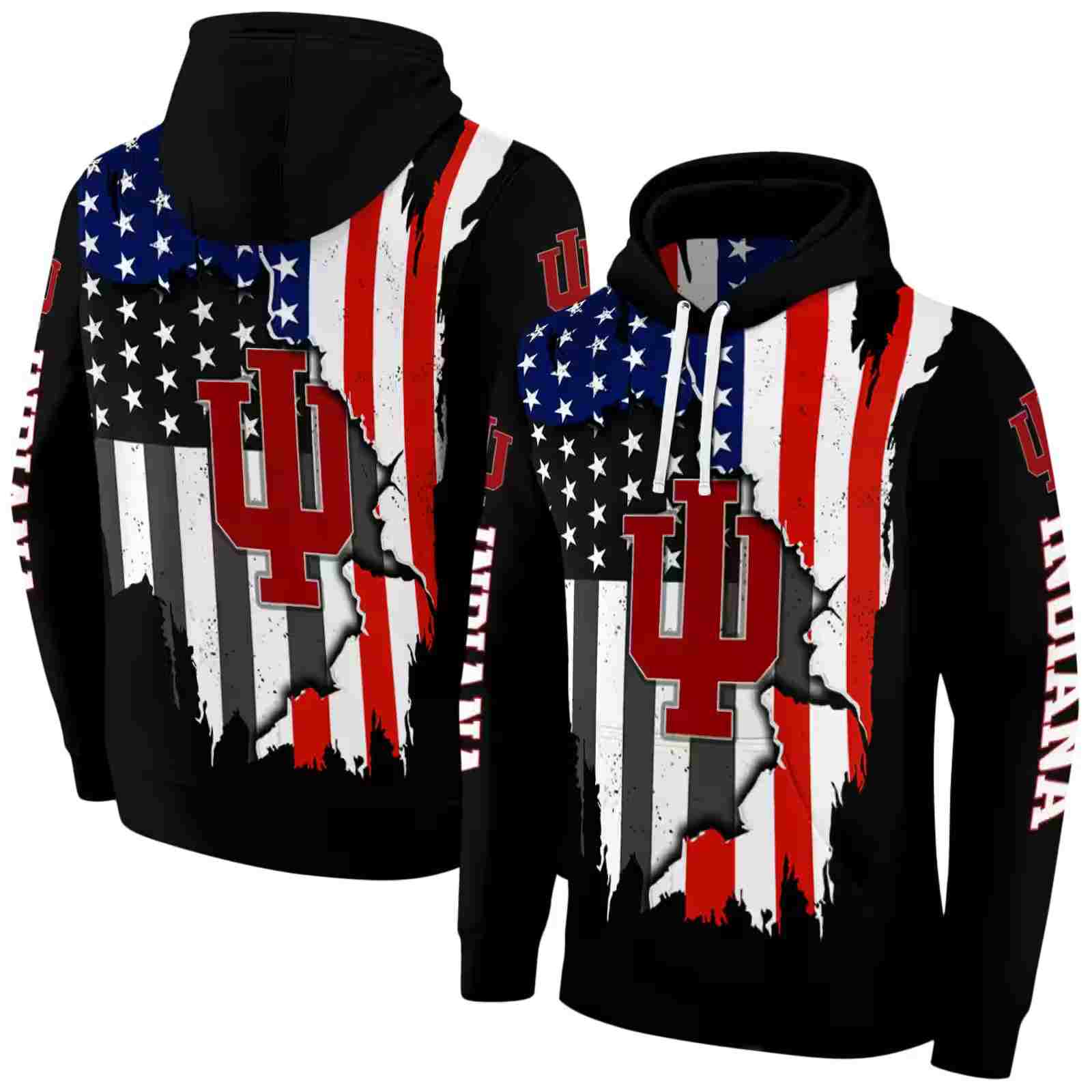 indiana hoosiers american pride black hoodie fashion forward