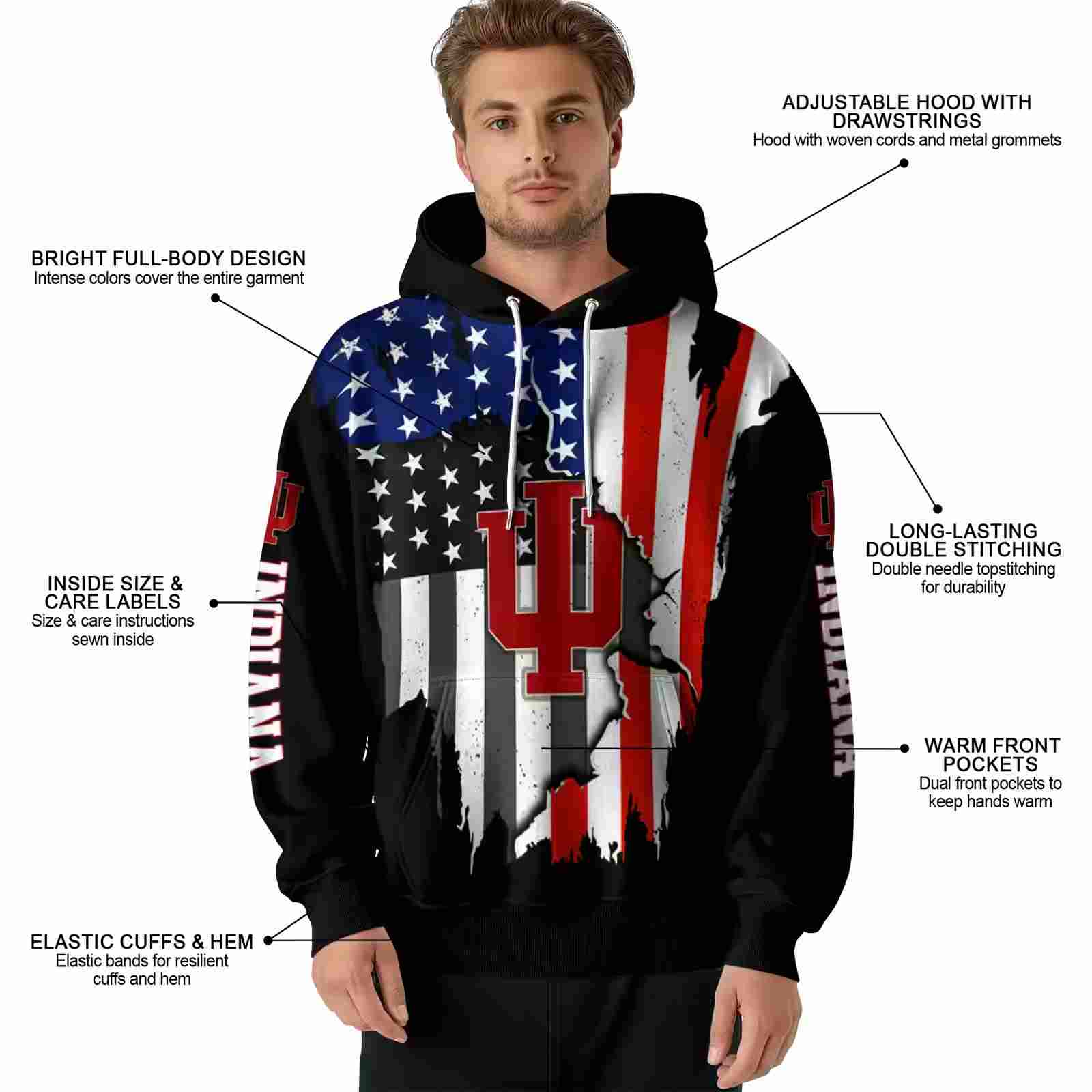 indiana hoosiers american pride black hoodie latest model