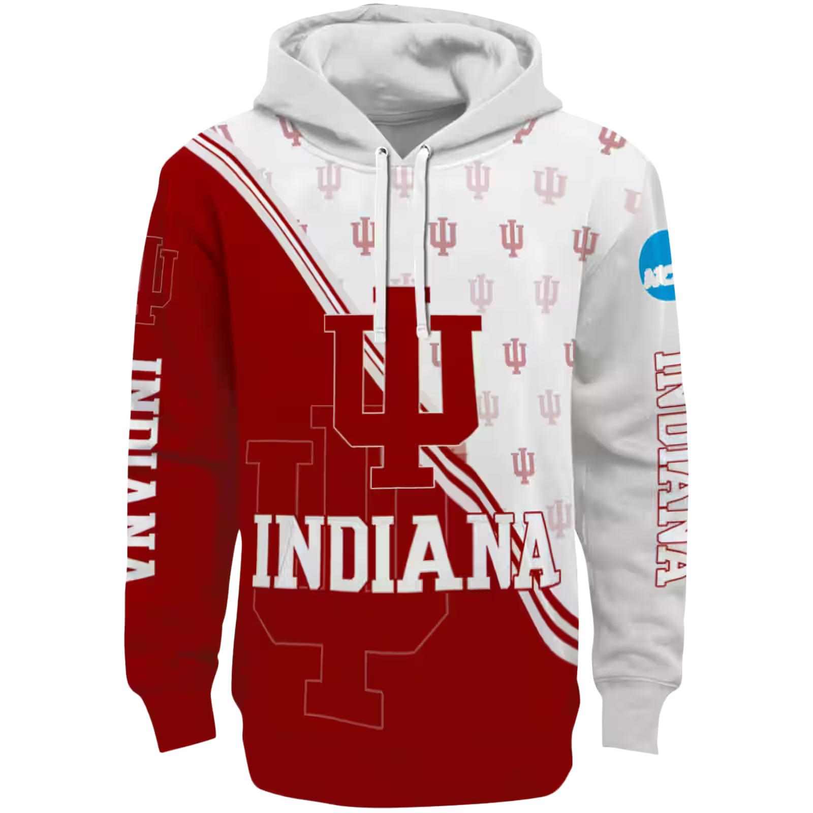 Indiana Hoosiers Diagonal Stripe Red White Hoodie