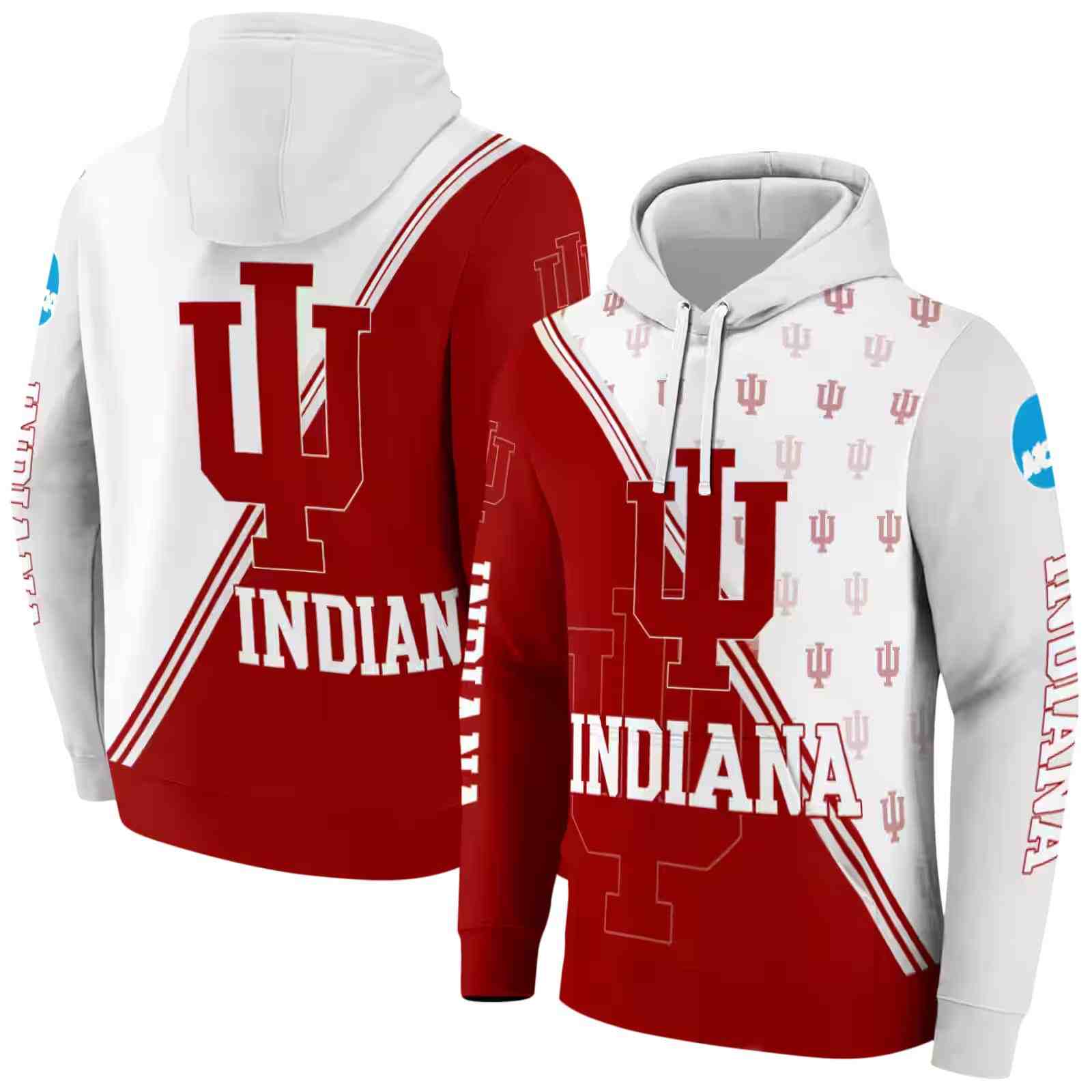 indiana hoosiers diagonal stripe red white hoodie fashion forward