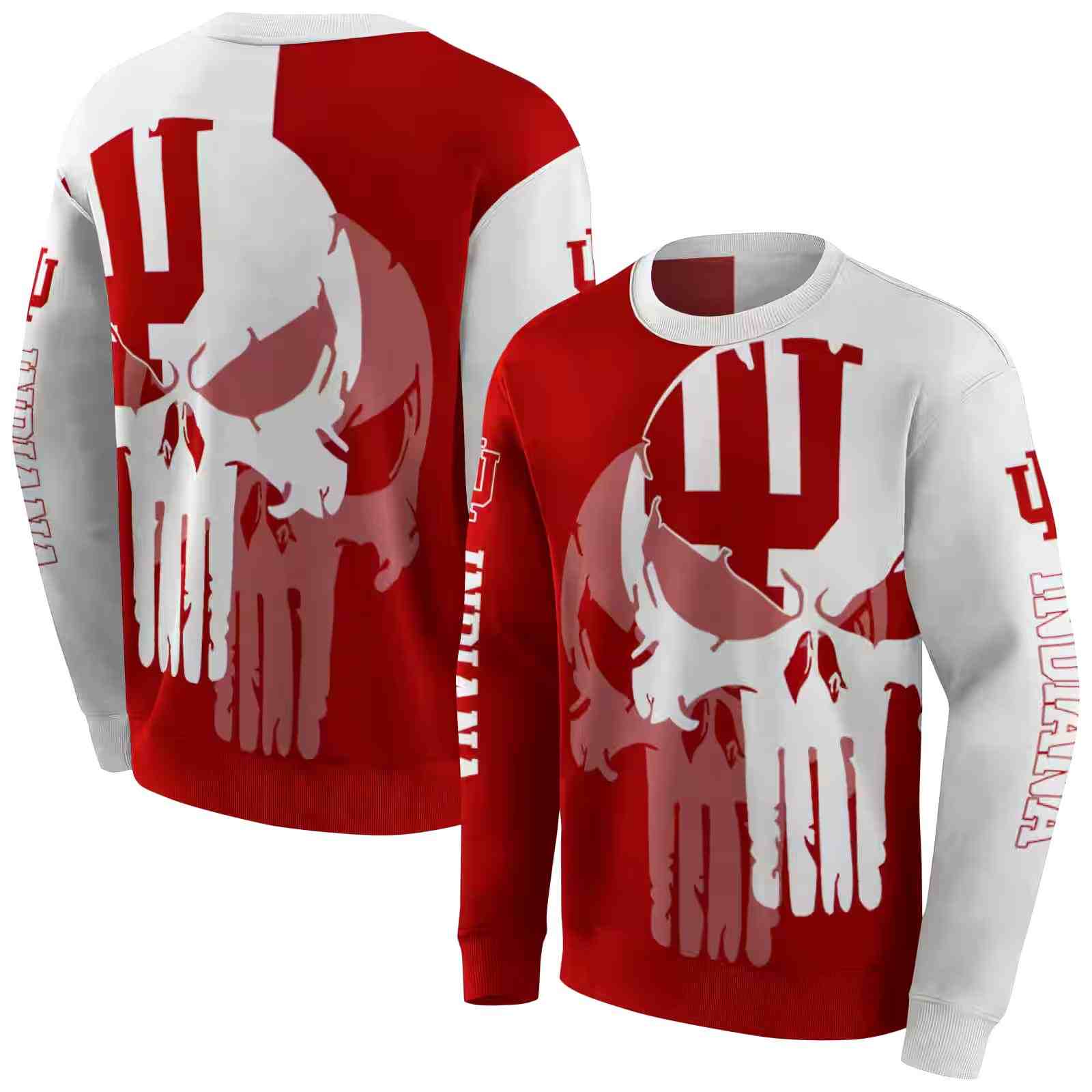 indiana hoosiers graphic punisher red white hoodie premium grade