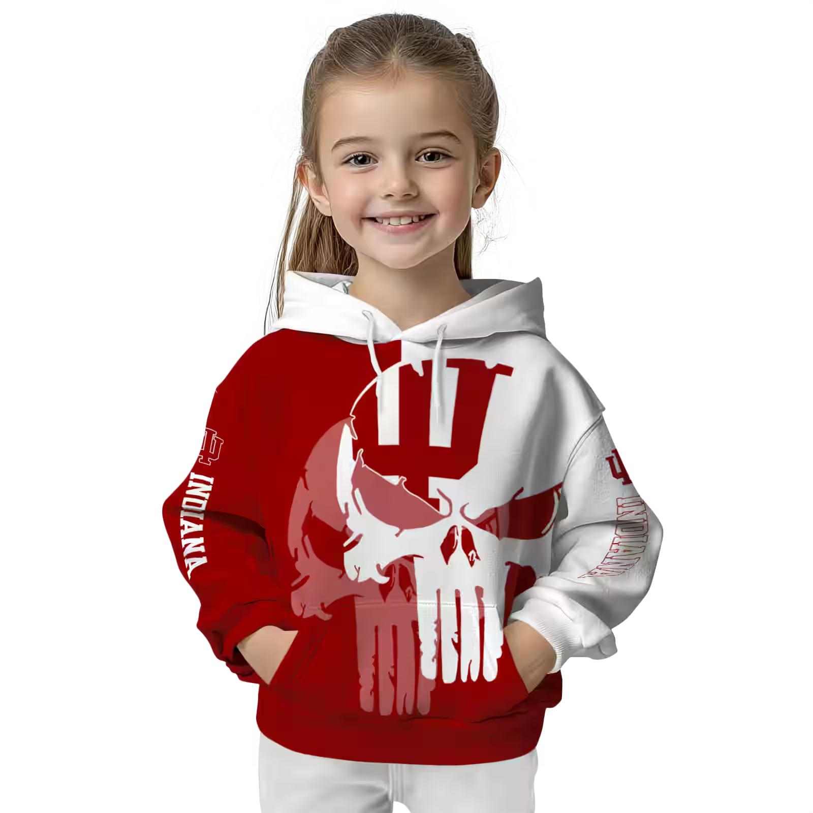 indiana hoosiers graphic punisher red white hoodie top rated