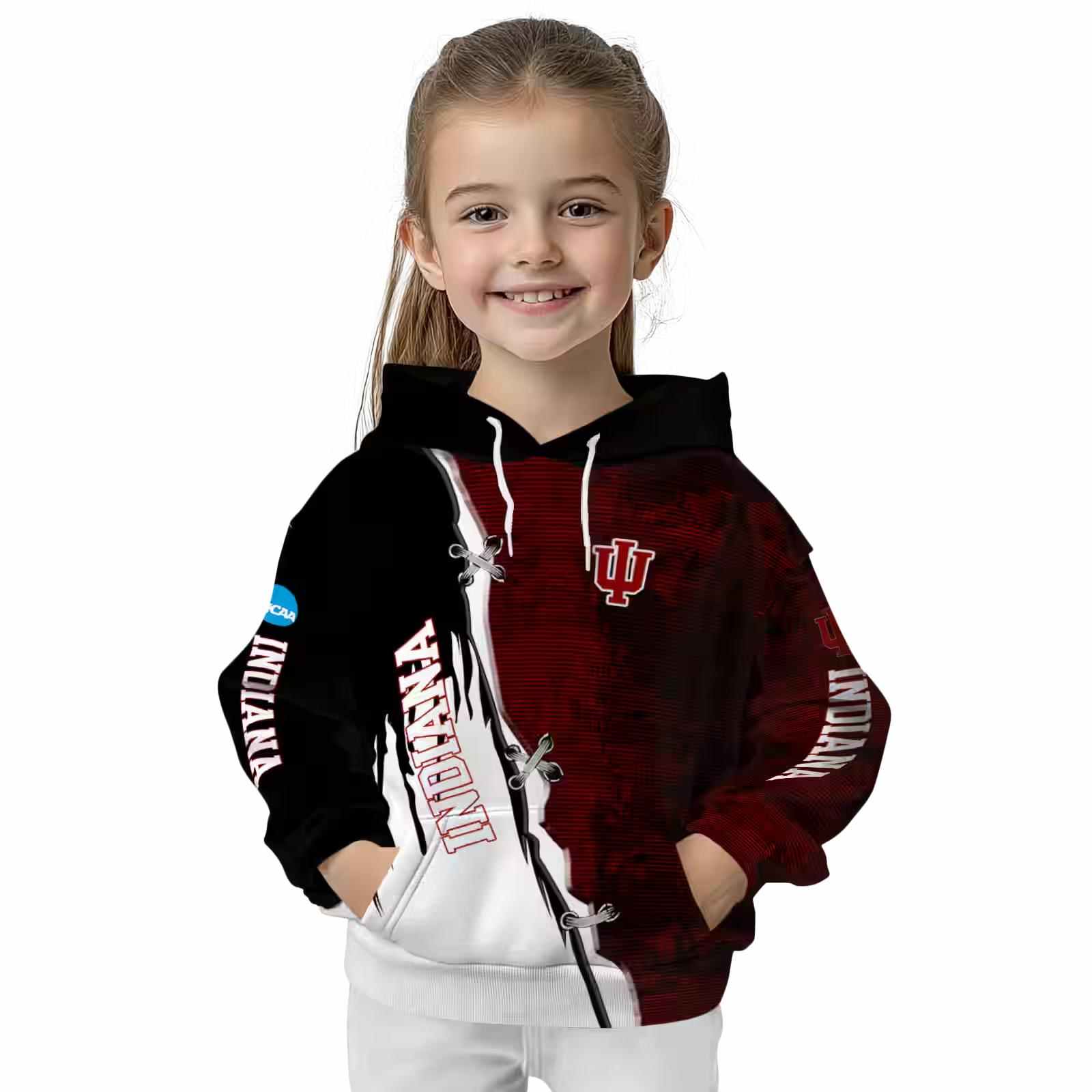 indiana hoosiers ripped pattern red black white hoodie top rated