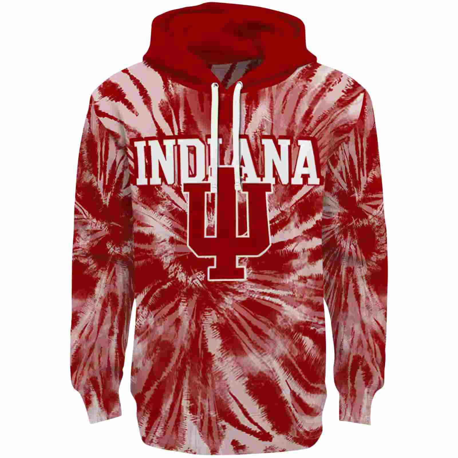 Indiana Hoosiers Tie Dye Pattern Red Hoodie