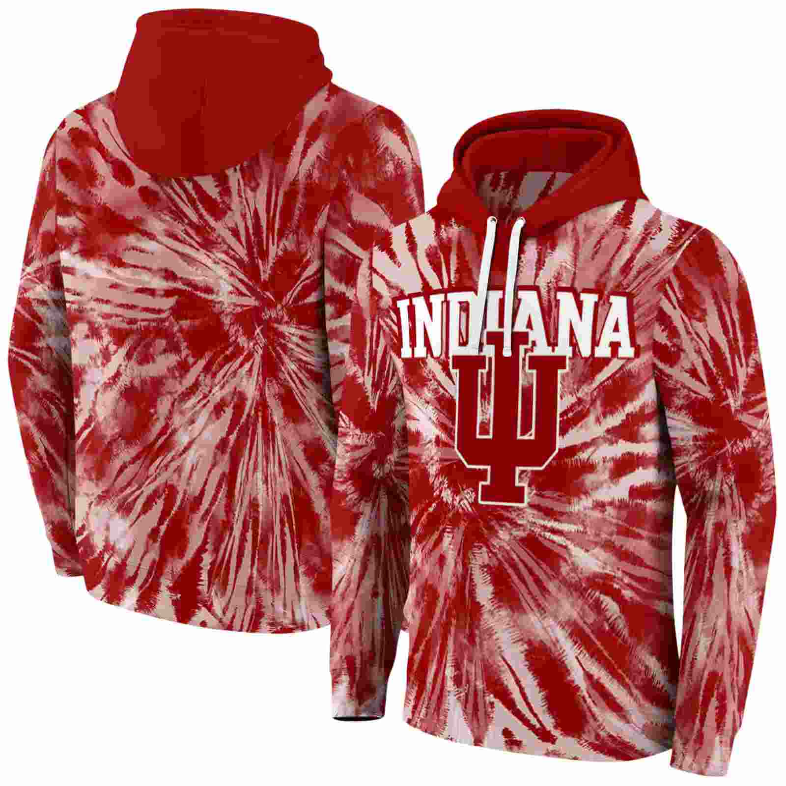 indiana hoosiers tie dye pattern red hoodie fashion forward