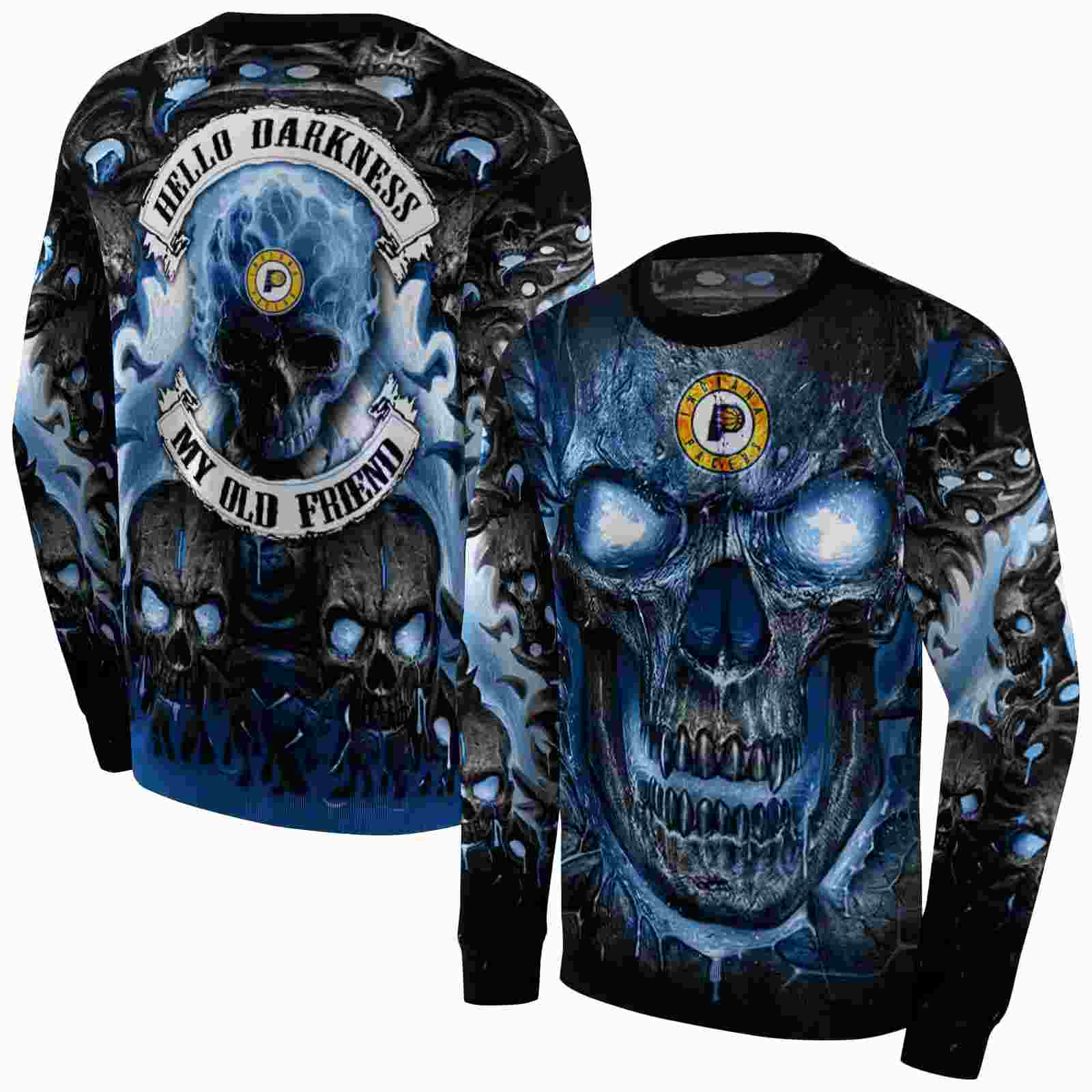 indiana pacers demonic skull blue black hoodie premium grade