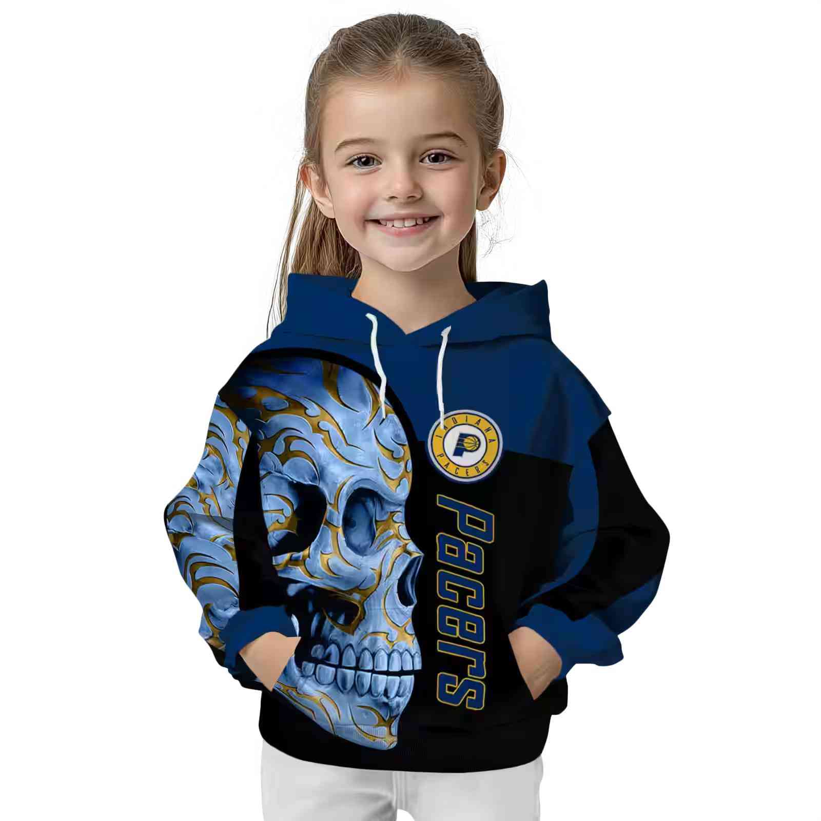 indiana pacers skull motif blue black hoodie top rated