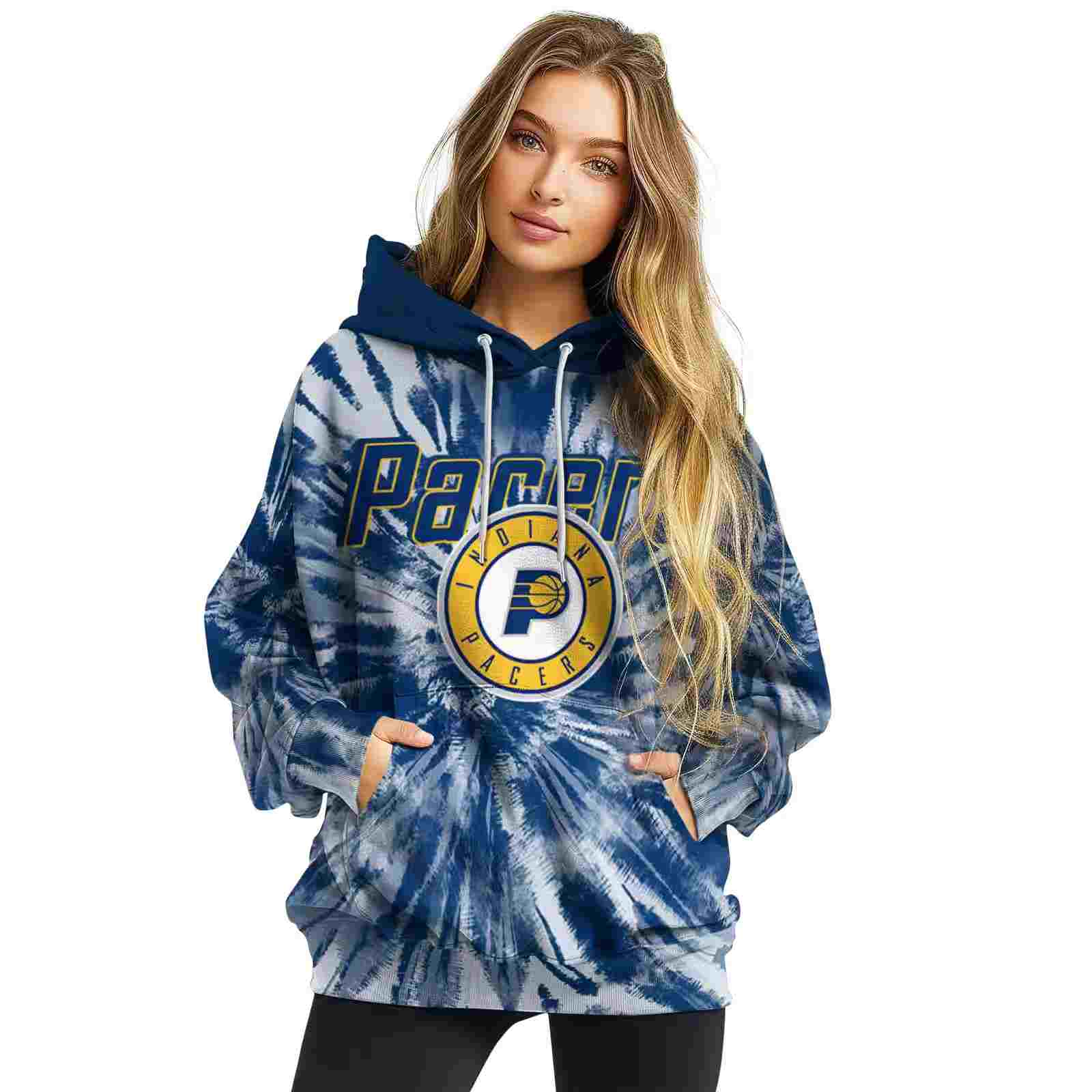 indiana pacers tie dye pattern blue hoodie high quality