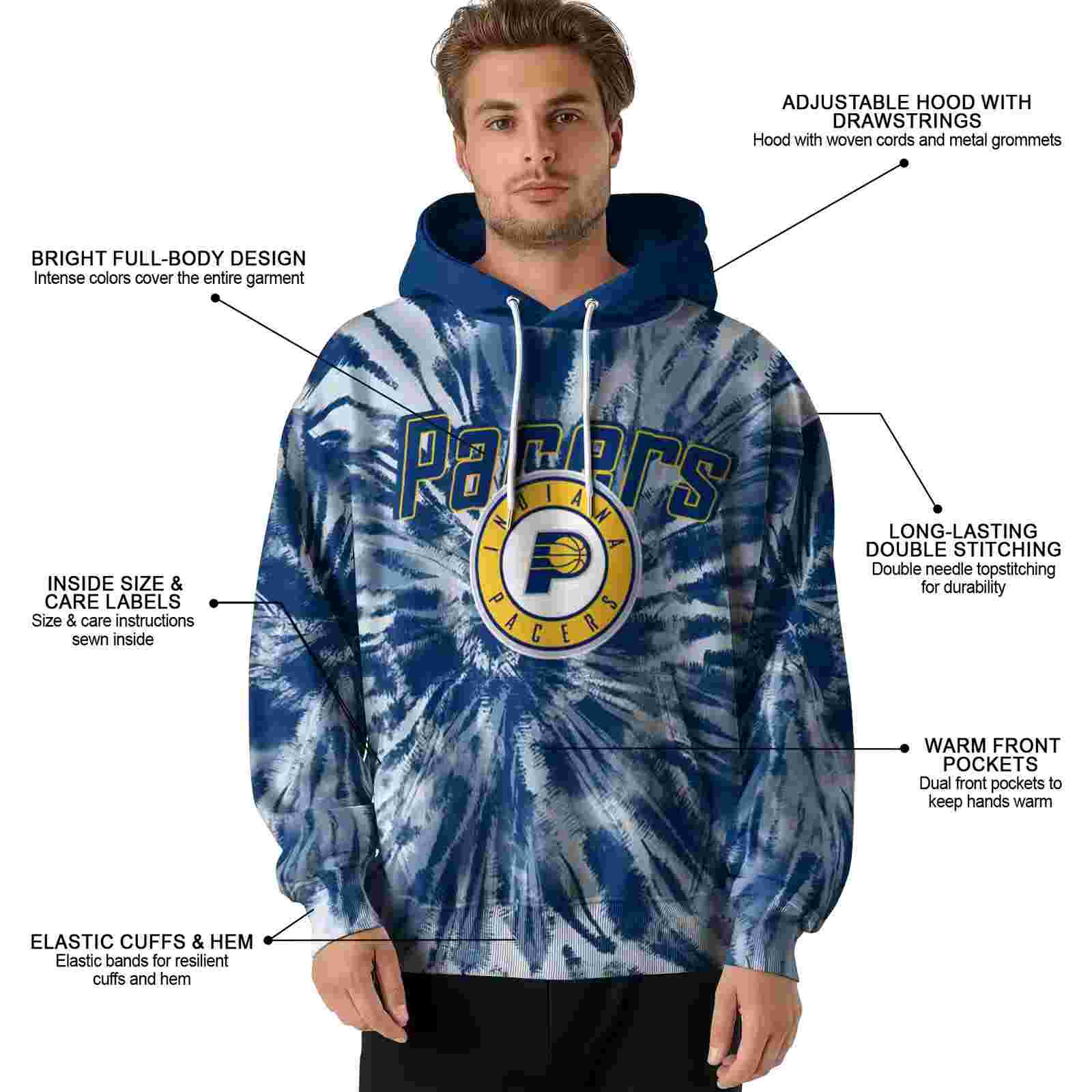 indiana pacers tie dye pattern blue hoodie latest model