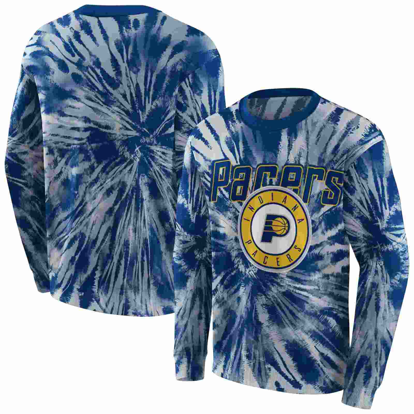 indiana pacers tie dye pattern blue hoodie premium grade