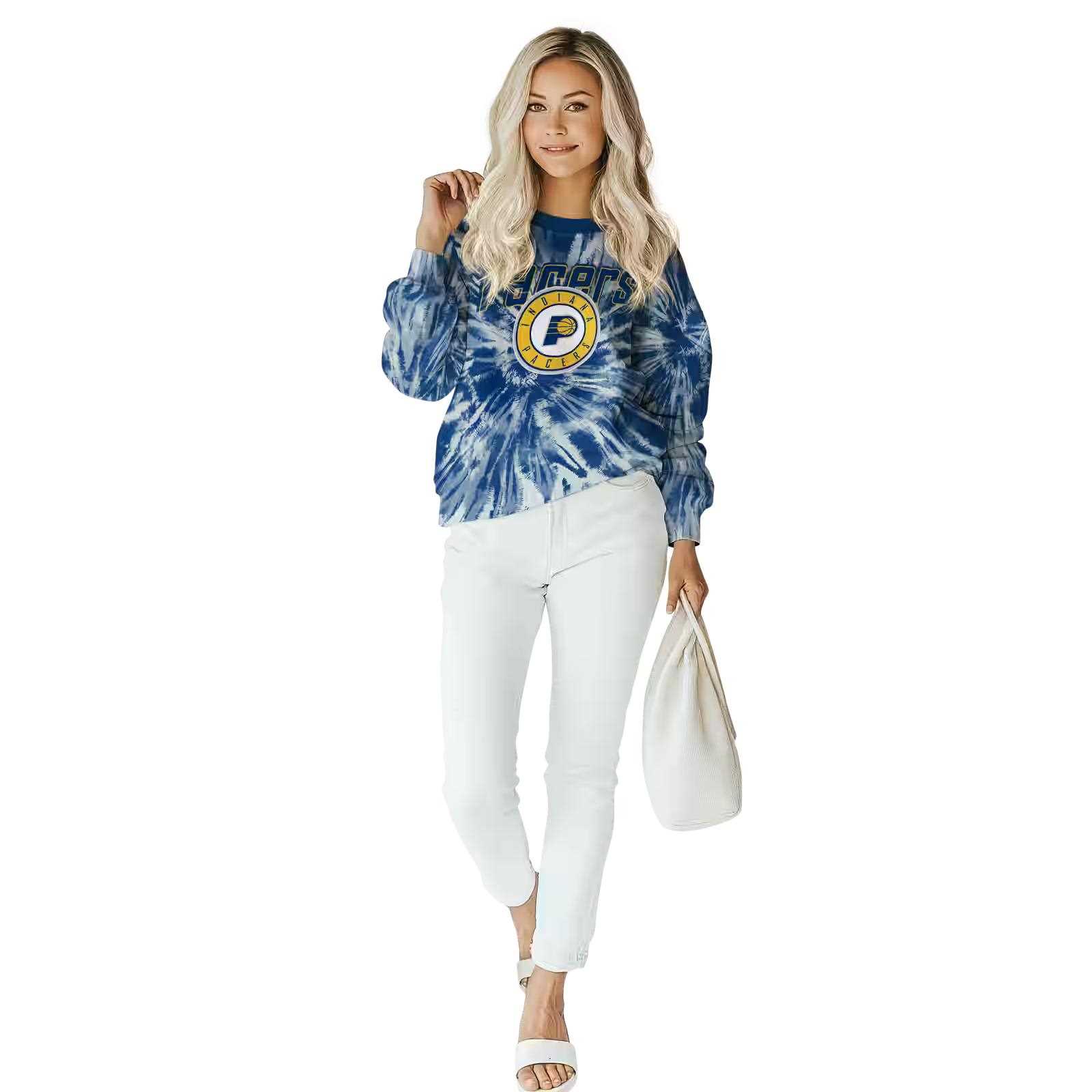 indiana pacers tie dye pattern blue hoodie trendy