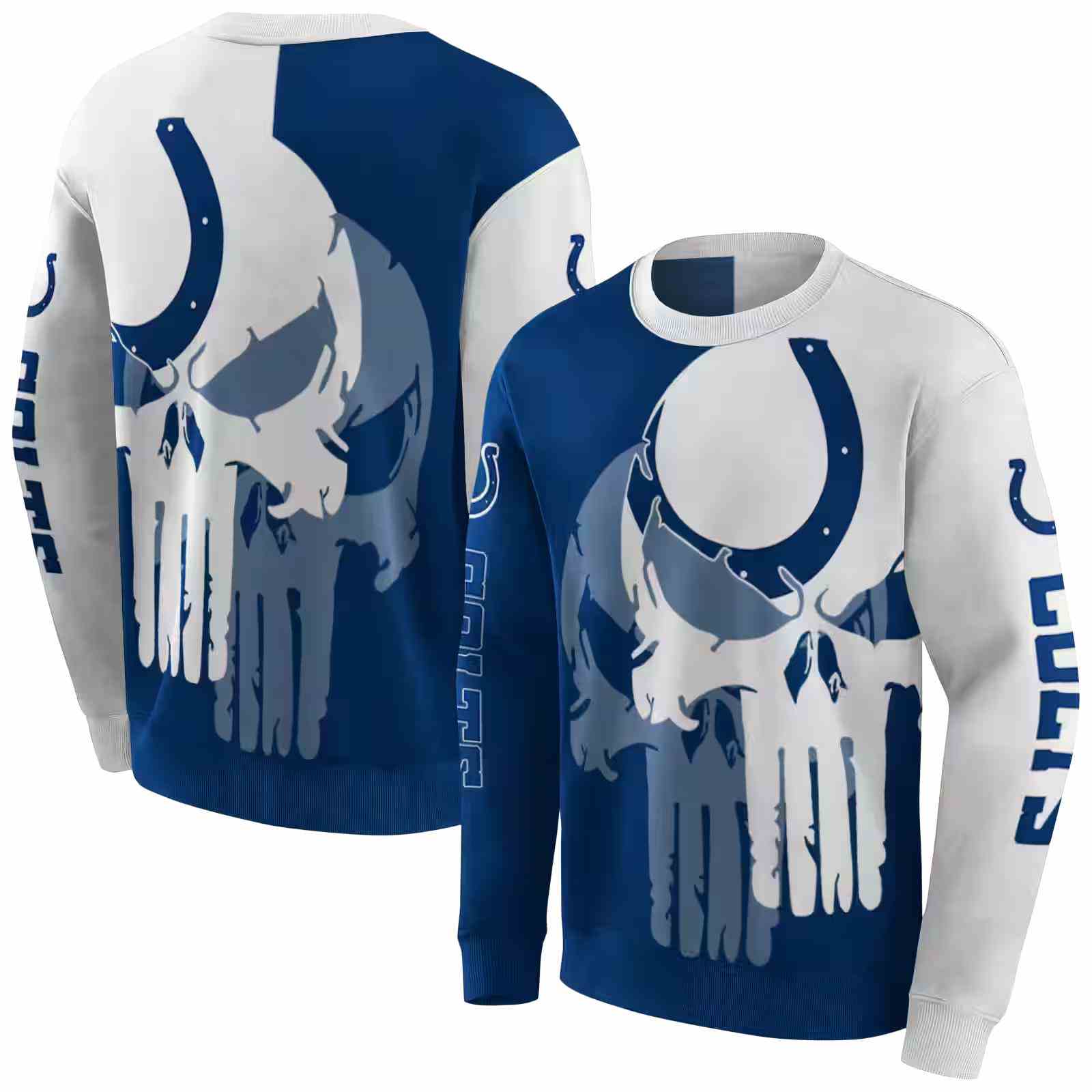 indianapolis colts graphic punisher blue white hoodie premium grade