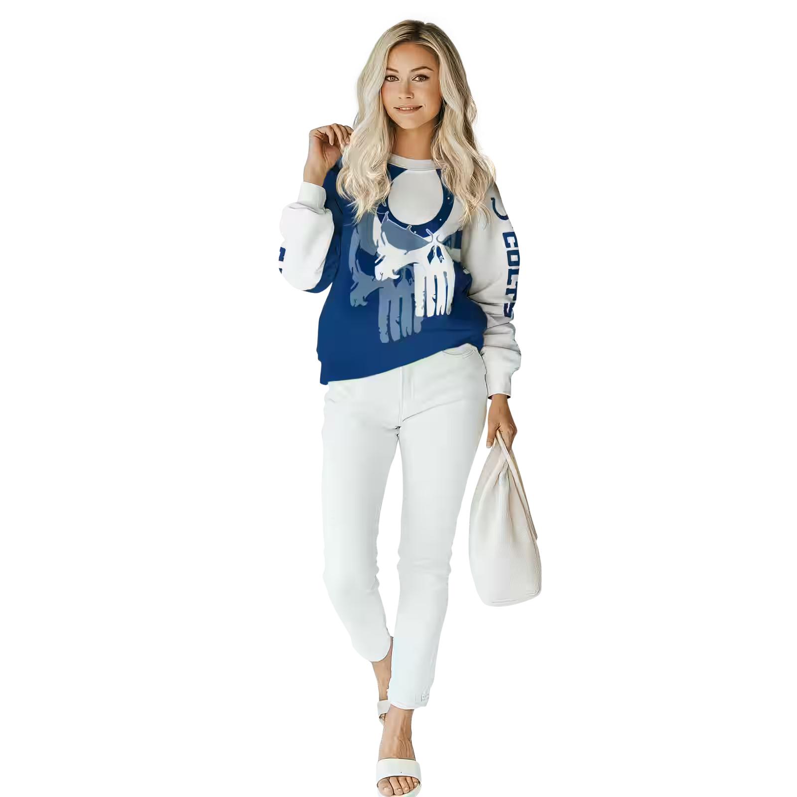 indianapolis colts graphic punisher blue white hoodie trendy