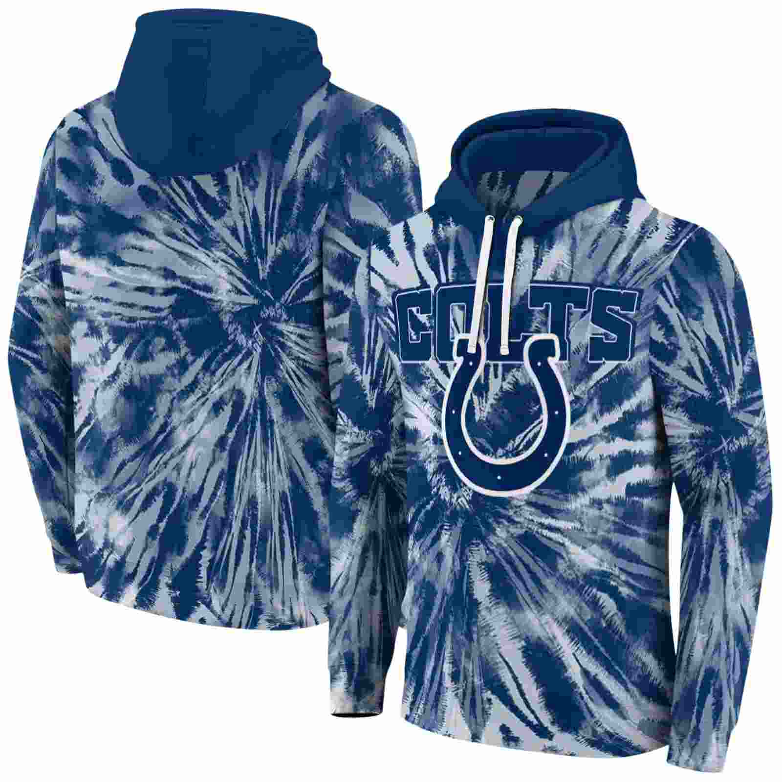 indianapolis colts tie dye pattern blue hoodie fashion forward