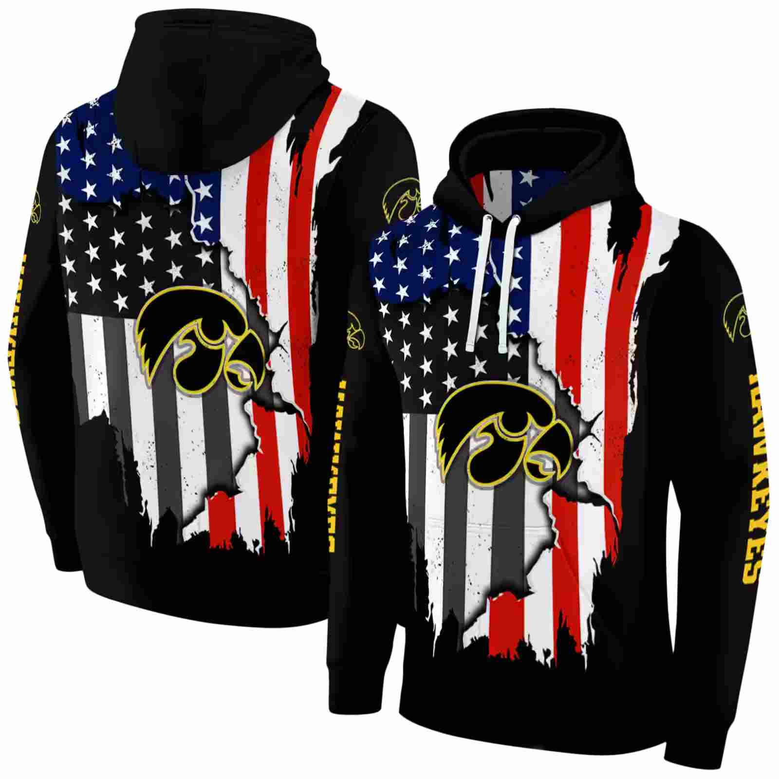 iowa hawkeyes american pride black hoodie fashion forward