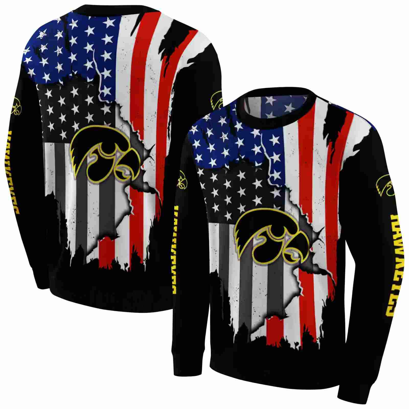 iowa hawkeyes american pride black hoodie premium grade