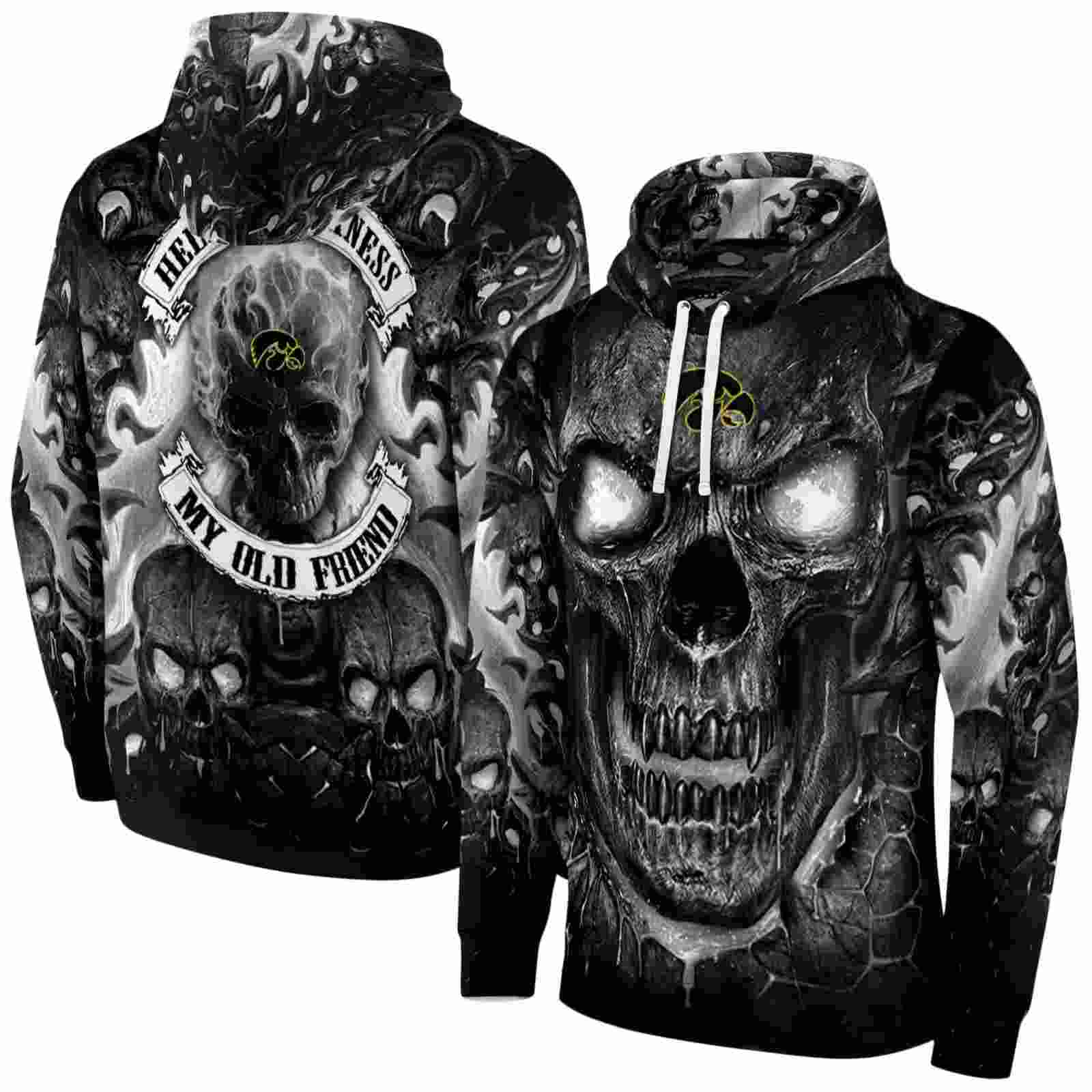 iowa hawkeyes demonic skull black hoodie fashion forward