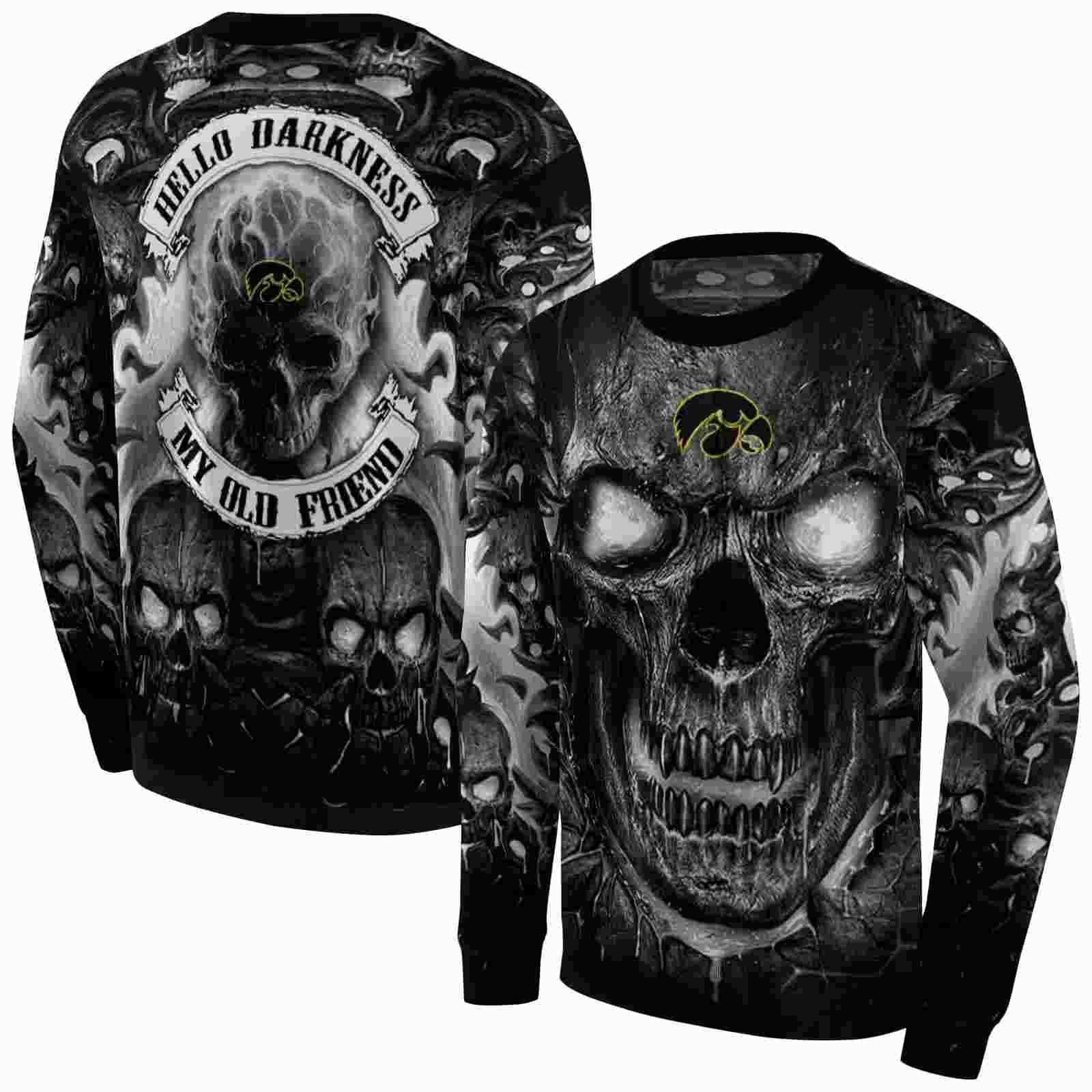 iowa hawkeyes demonic skull black hoodie premium grade