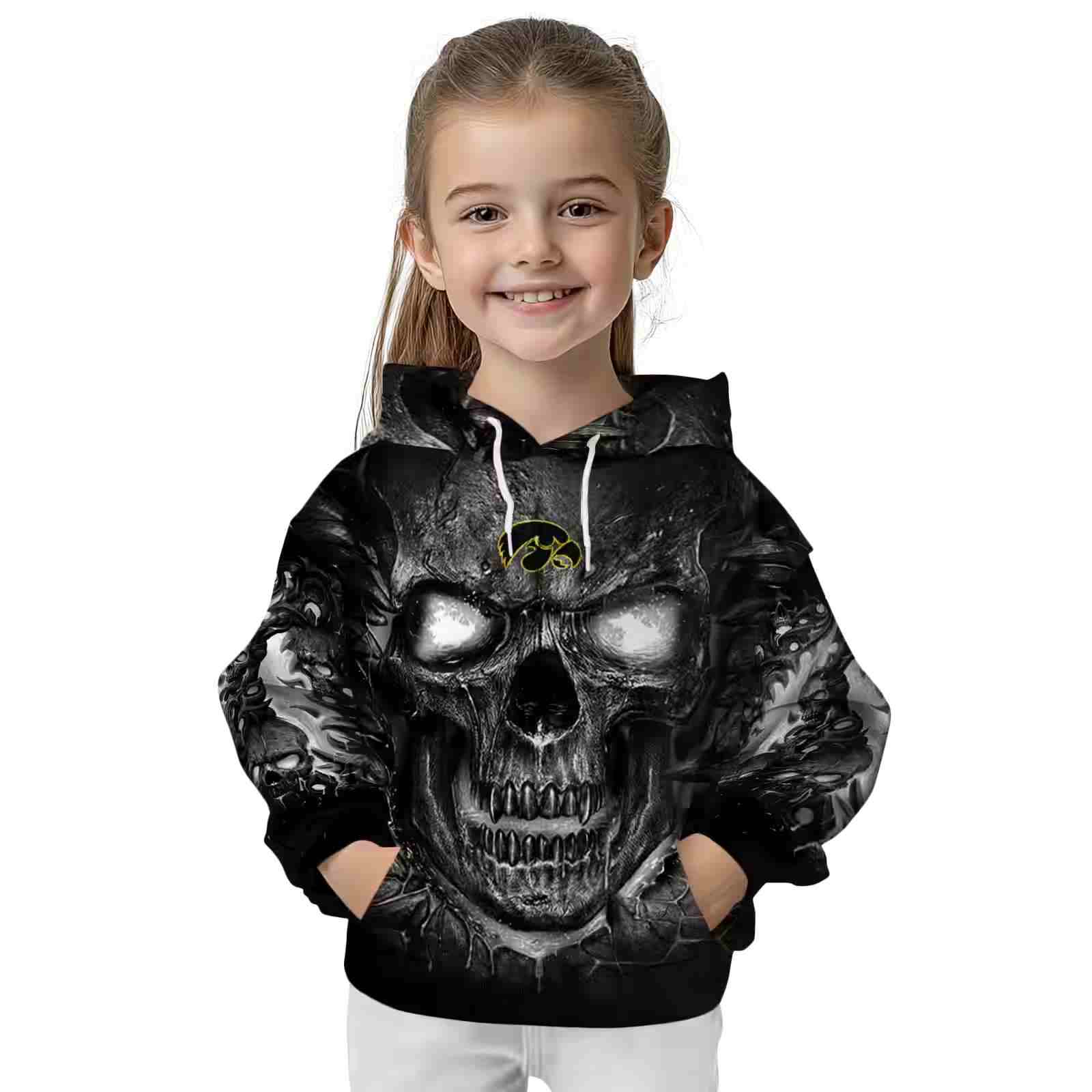 iowa hawkeyes demonic skull black hoodie top rated