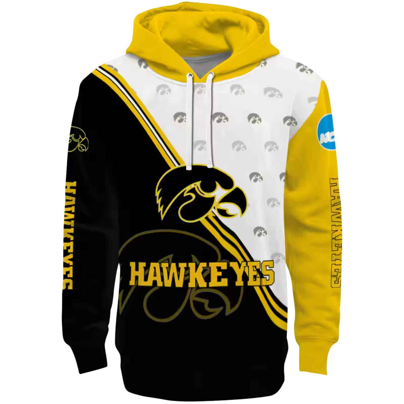 Iowa Hawkeyes Diagonal Stripe Black White Hoodie