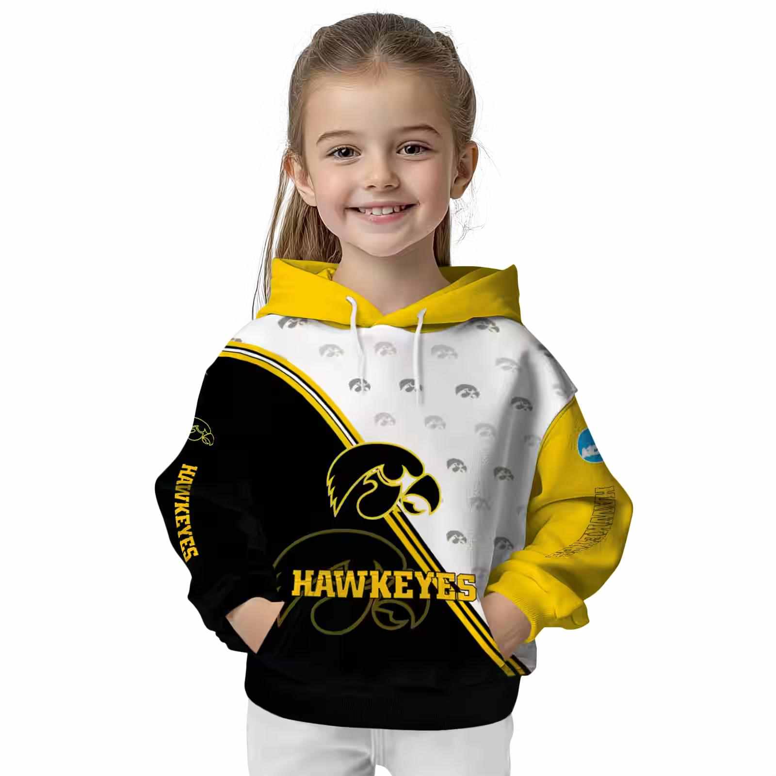 iowa hawkeyes diagonal stripe black white hoodie top rated