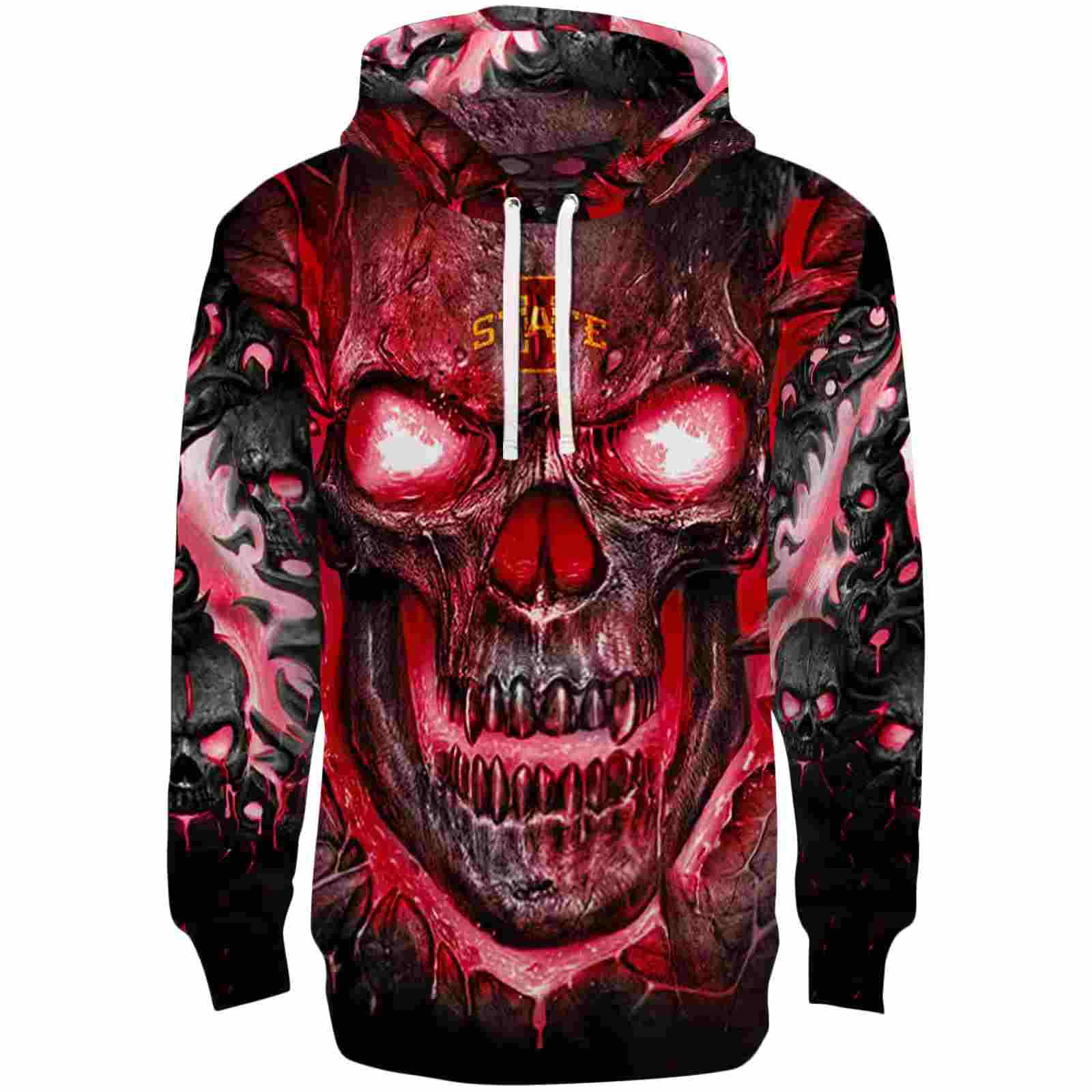 Iowa State Cyclones Demonic Skull Red Black Hoodie
