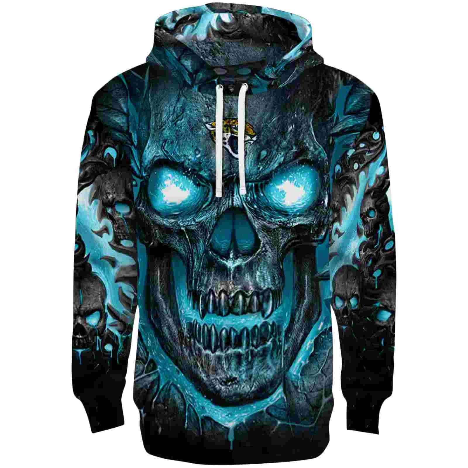 Jacksonville Jaguars Demonic Skull Teal Black Hoodie