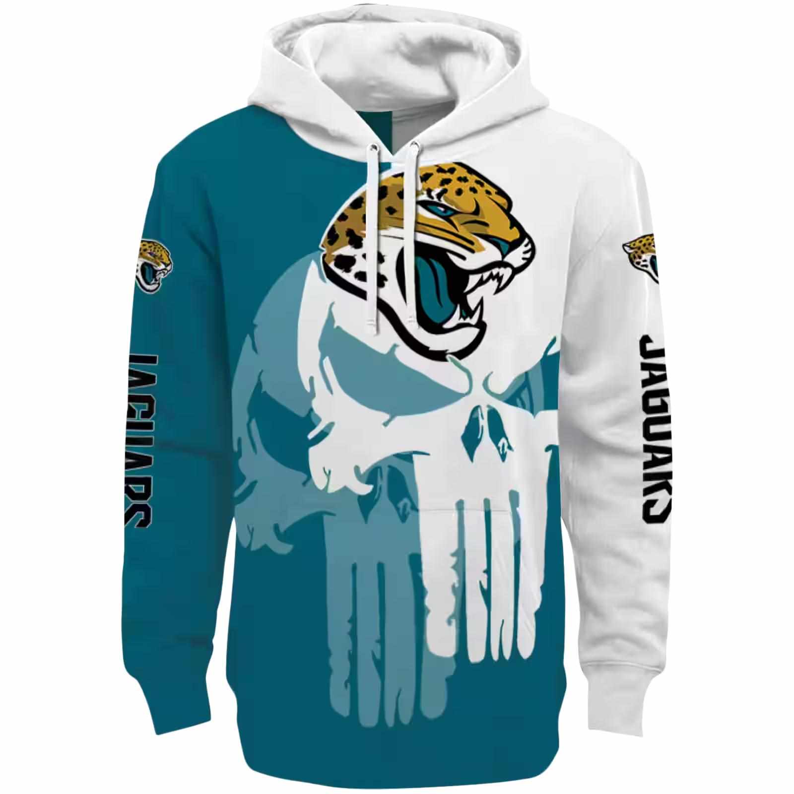 Jacksonville Jaguars Graphic Punisher Teal White Hoodie