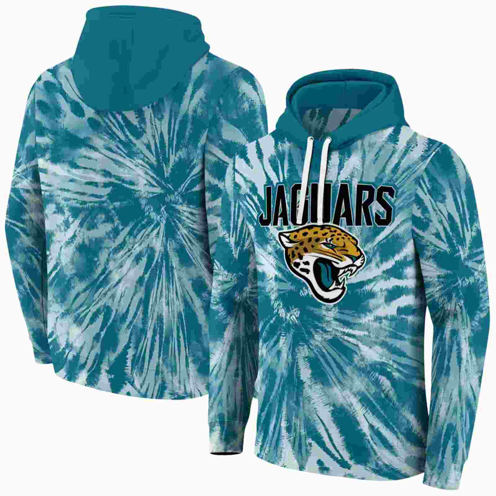 jacksonville jaguars tie dye pattern teal hoodie fashion forward