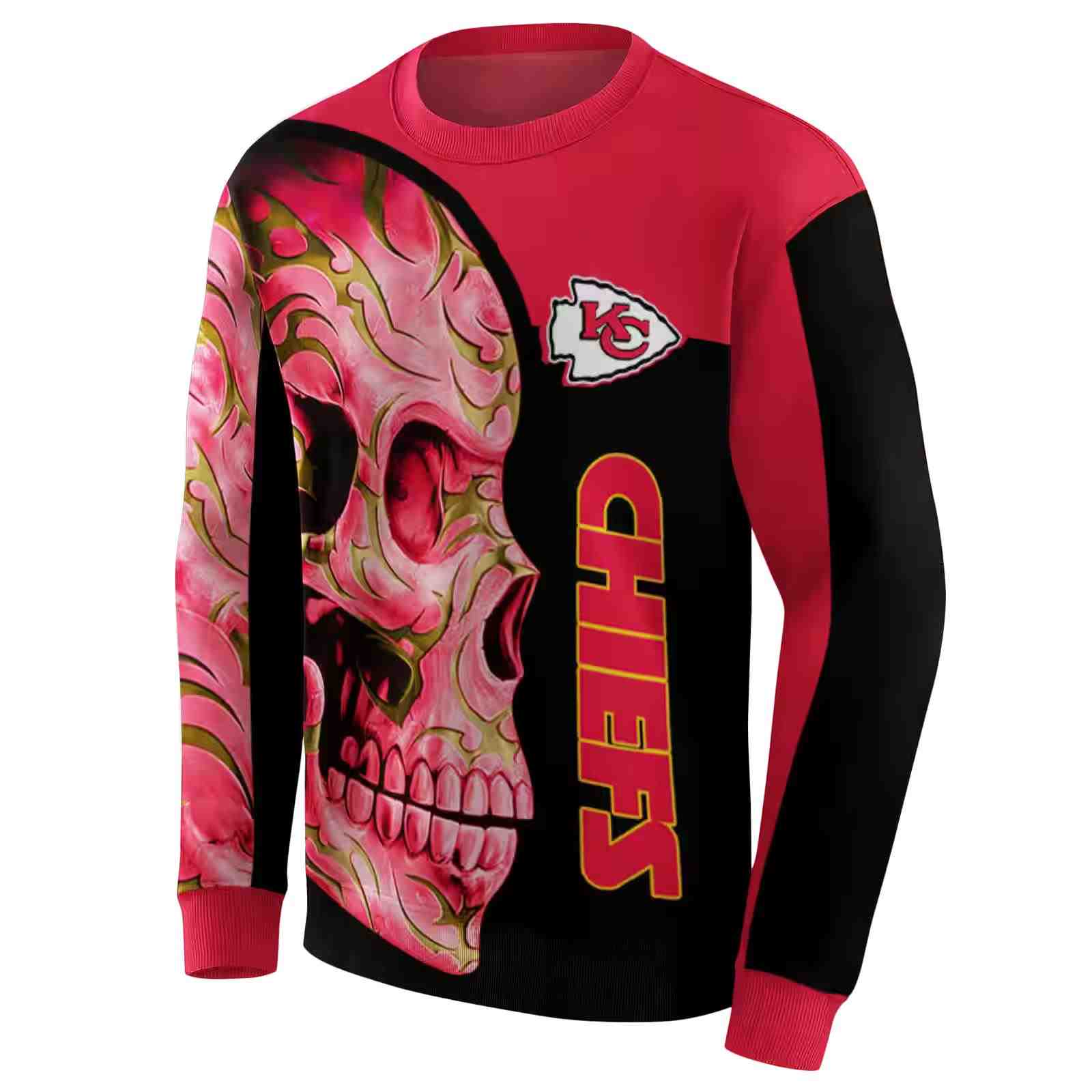 kansas city chiefs skull motif red black hoodie new arrival