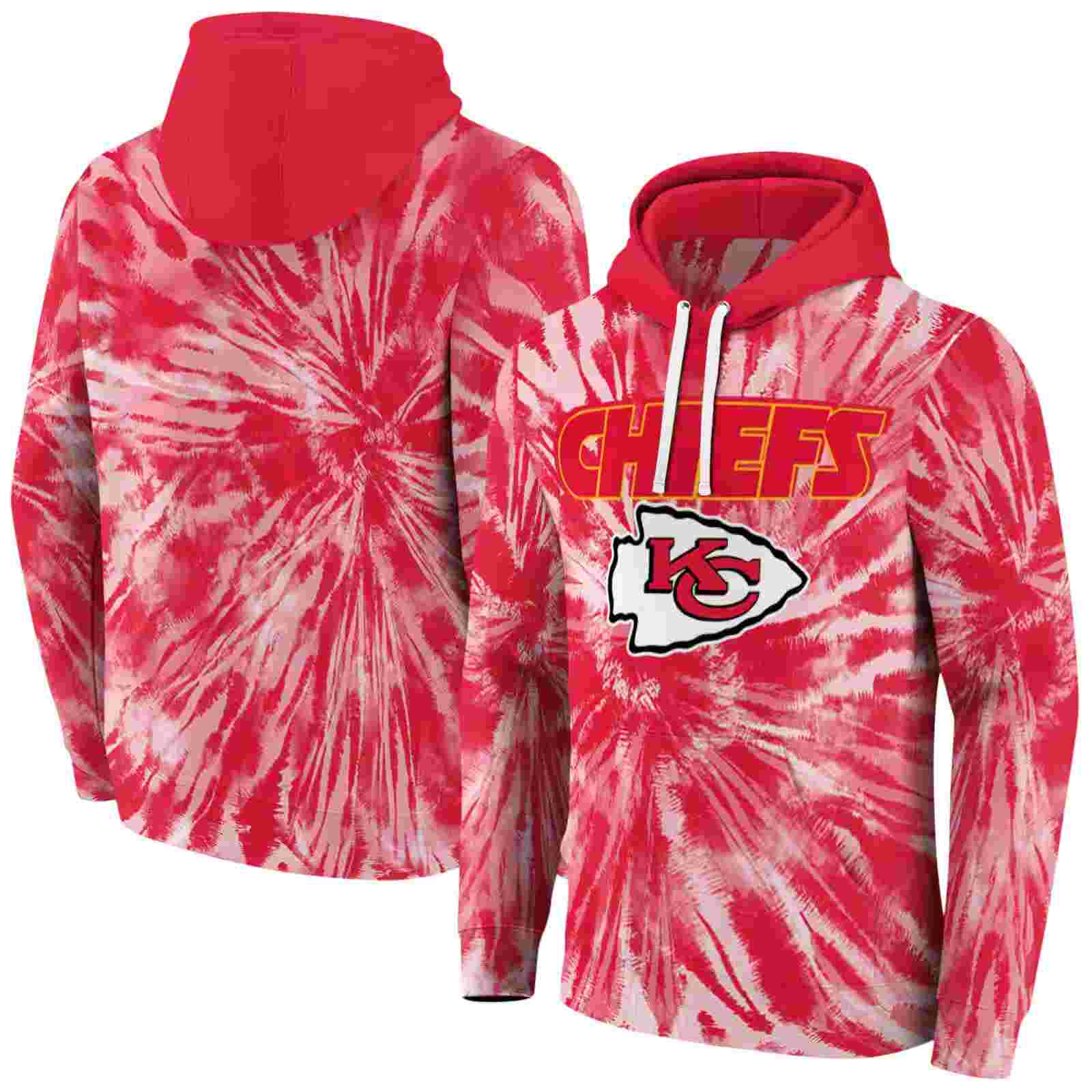 kansas city chiefs tie dye pattern red hoodie fashion forward