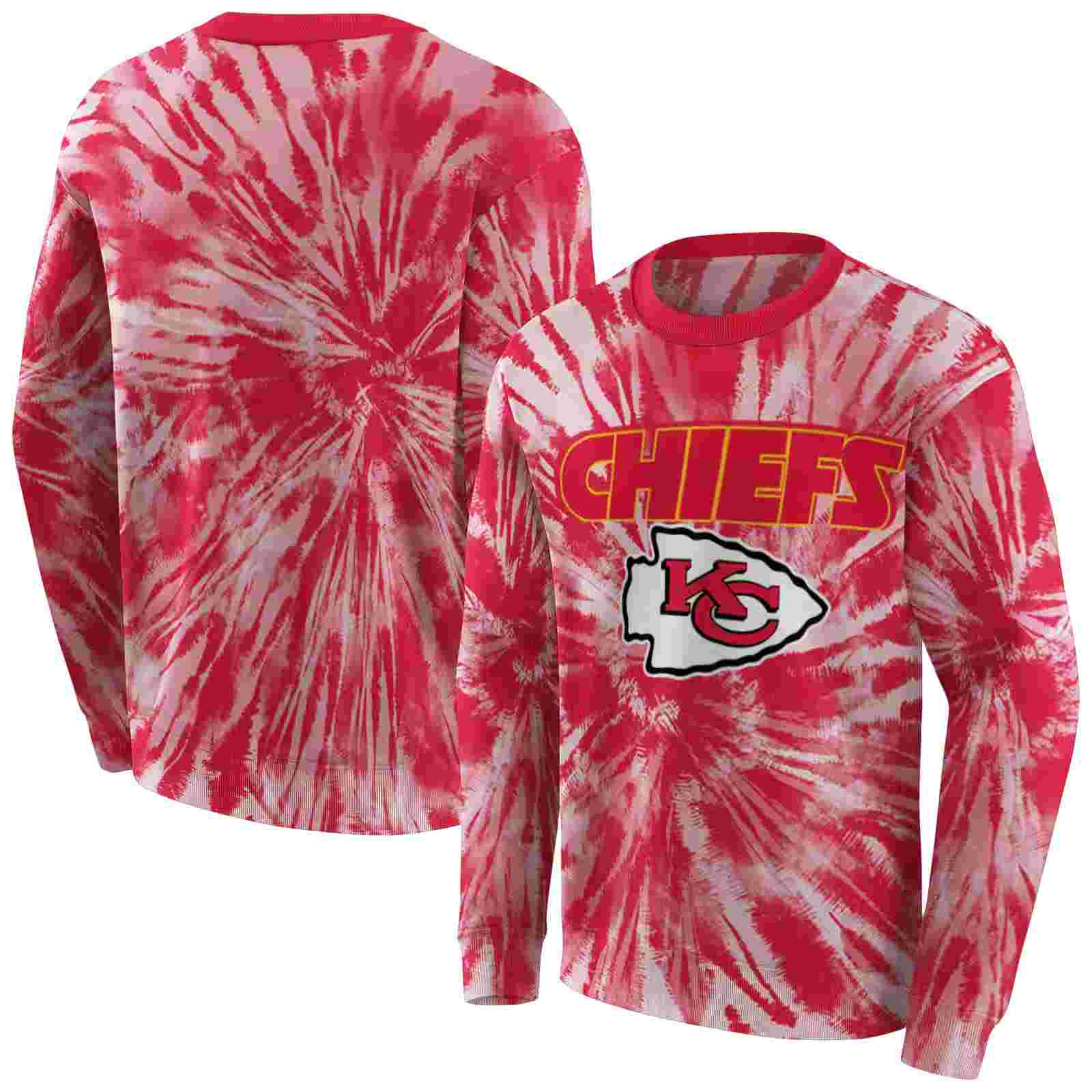 kansas city chiefs tie dye pattern red hoodie premium grade