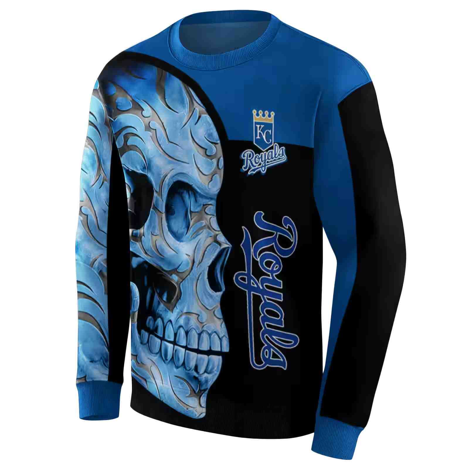 kansas city royals skull motif royal blue black hoodie new arrival