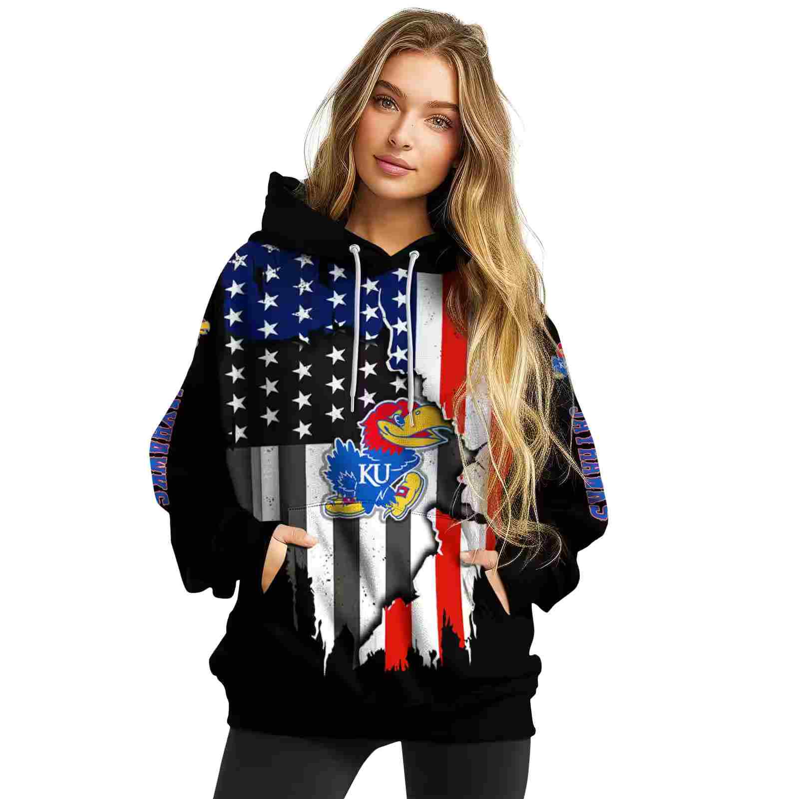 kansas jayhawks american pride black hoodie high quality