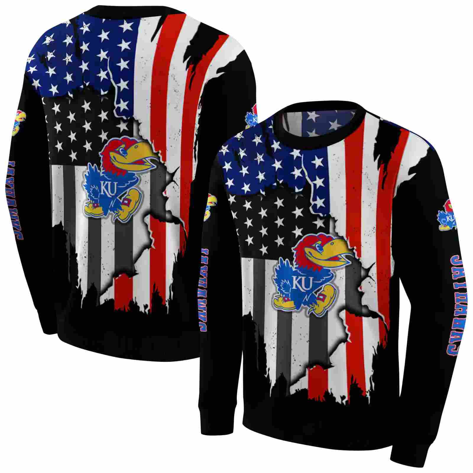 kansas jayhawks american pride black hoodie premium grade