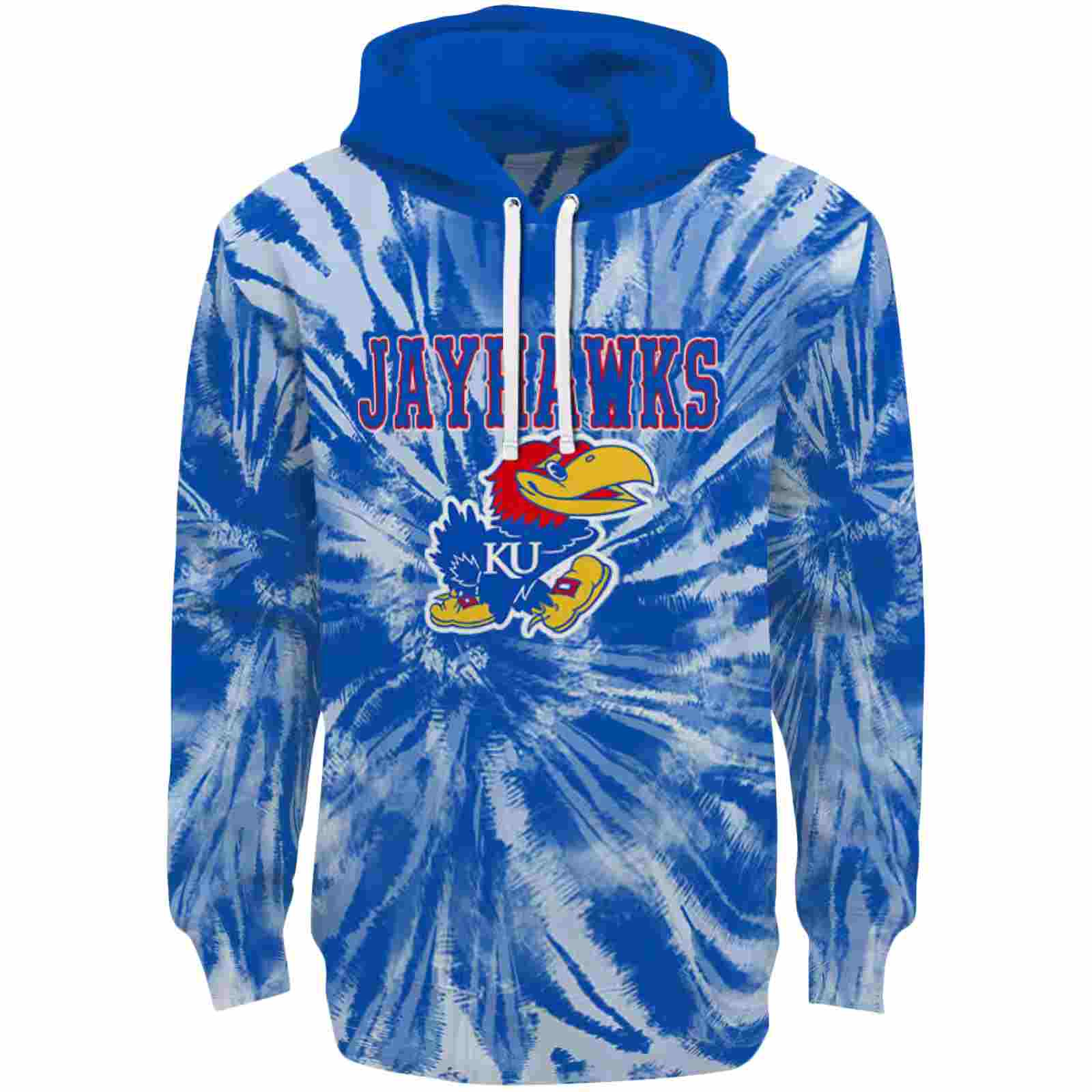 Kansas Jayhawks Tie Dye Pattern Blue Hoodie