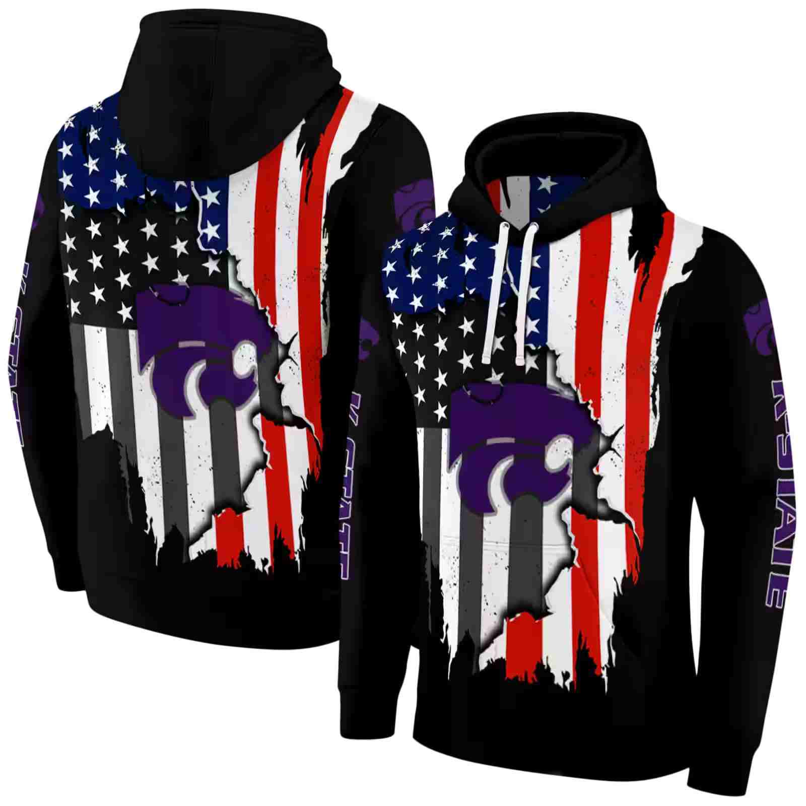 kansas state wildcats american pride black hoodie fashion forward