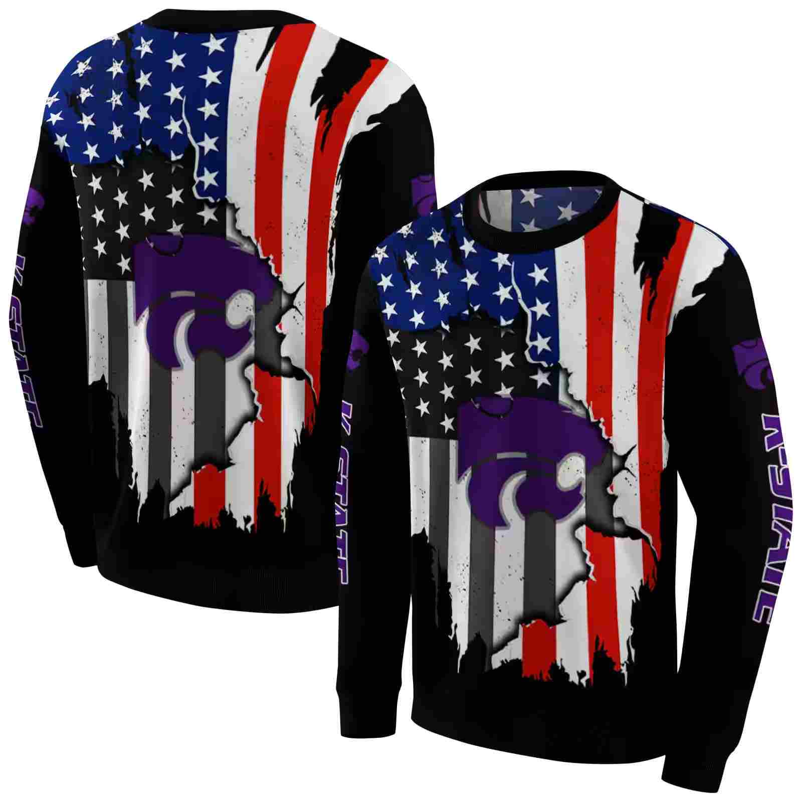 kansas state wildcats american pride black hoodie premium grade