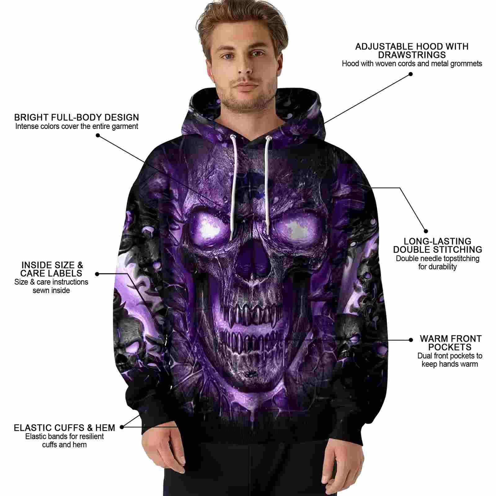 kansas state wildcats demonic skull purple black hoodie latest model