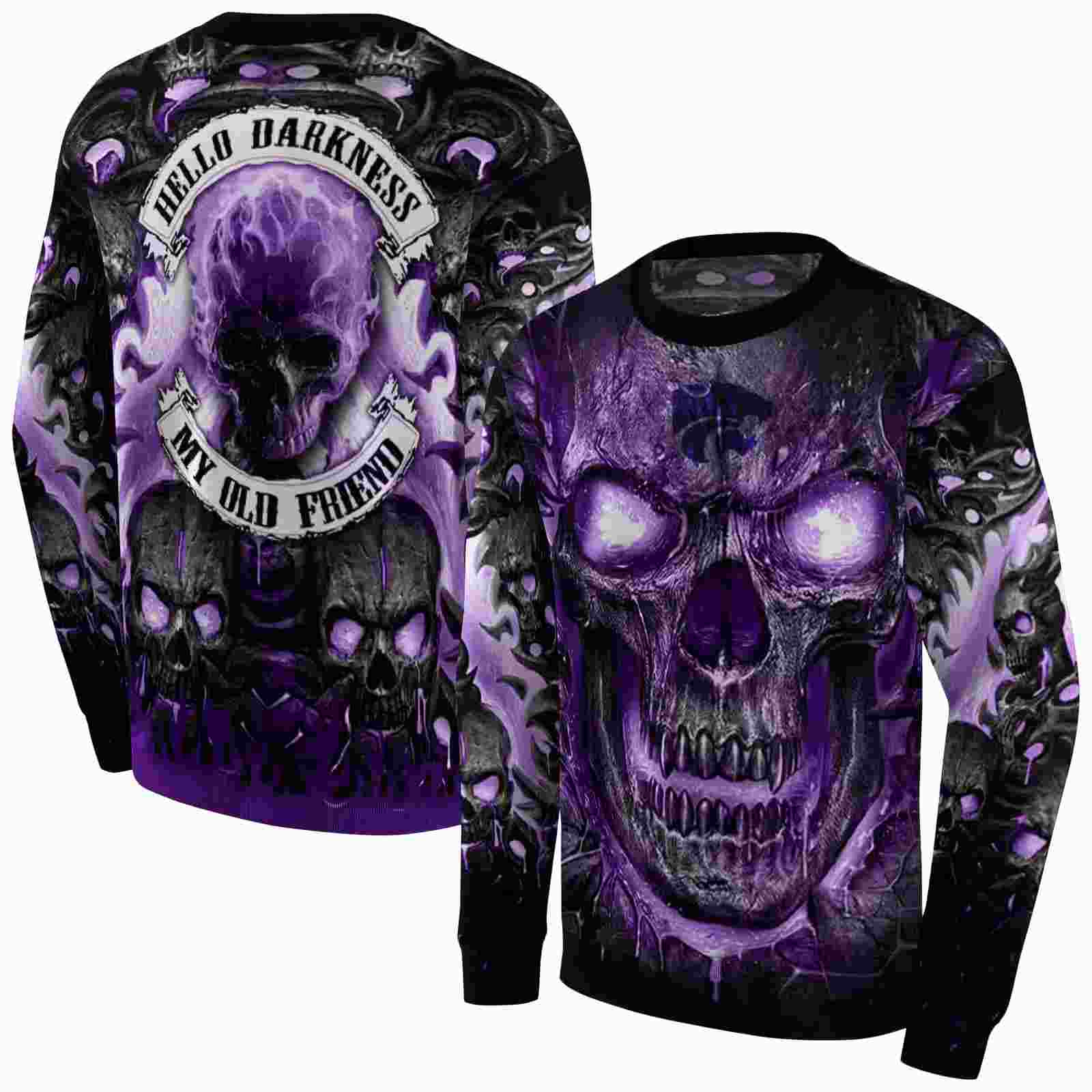 kansas state wildcats demonic skull purple black hoodie premium grade