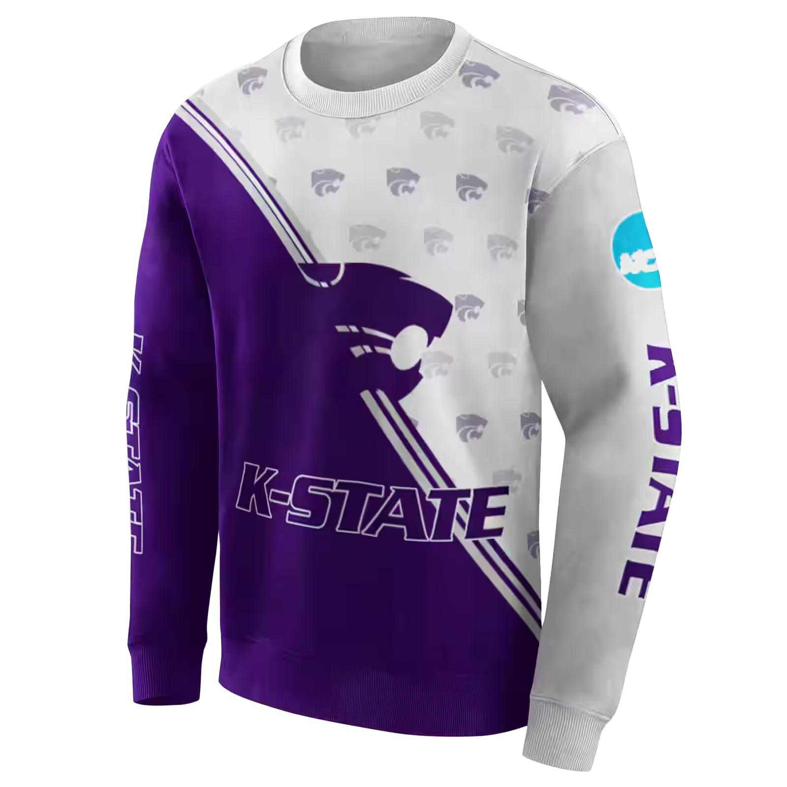 kansas state wildcats diagonal stripe purple white hoodie new arrival