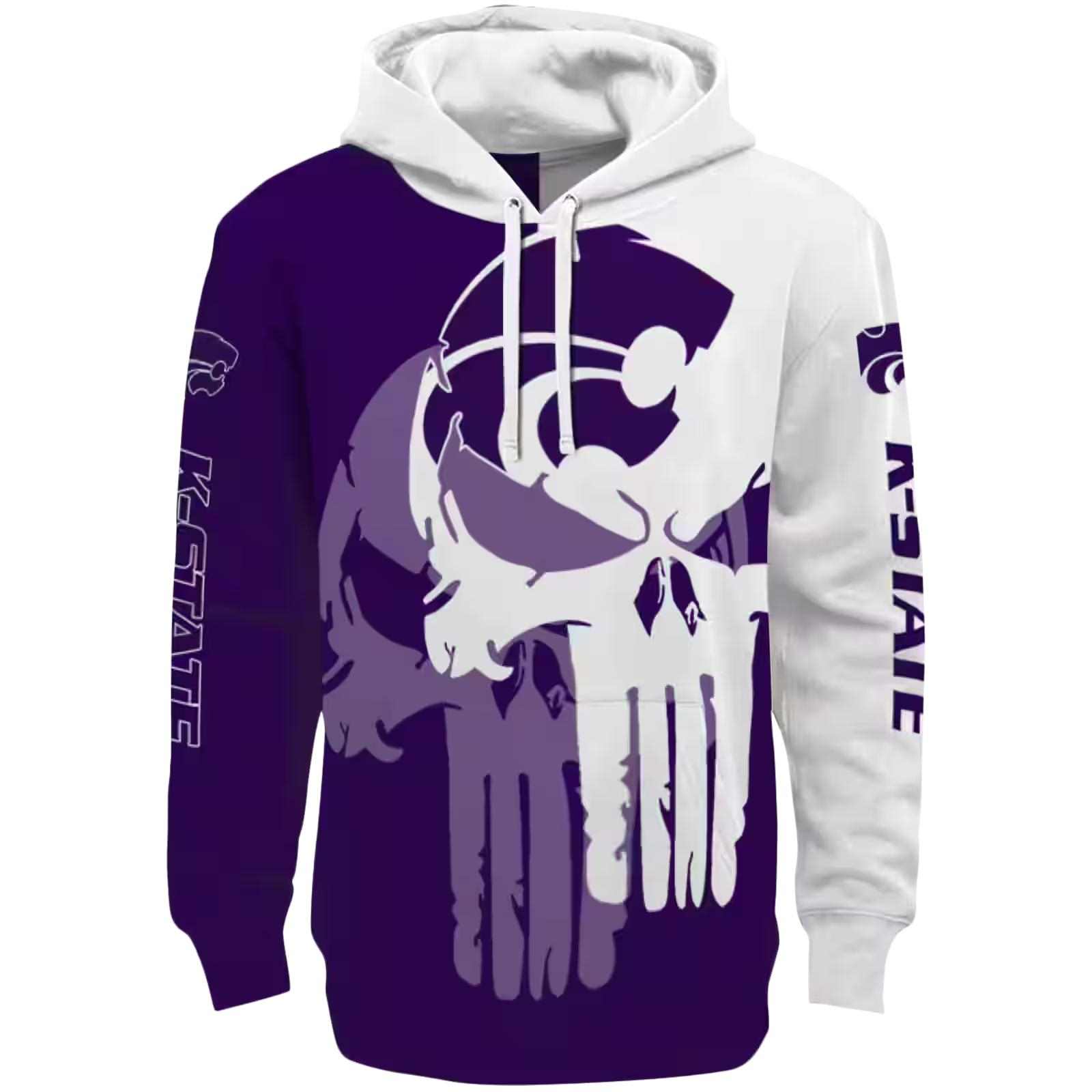 Kansas State Wildcats Graphic Punisher Purple White Hoodie