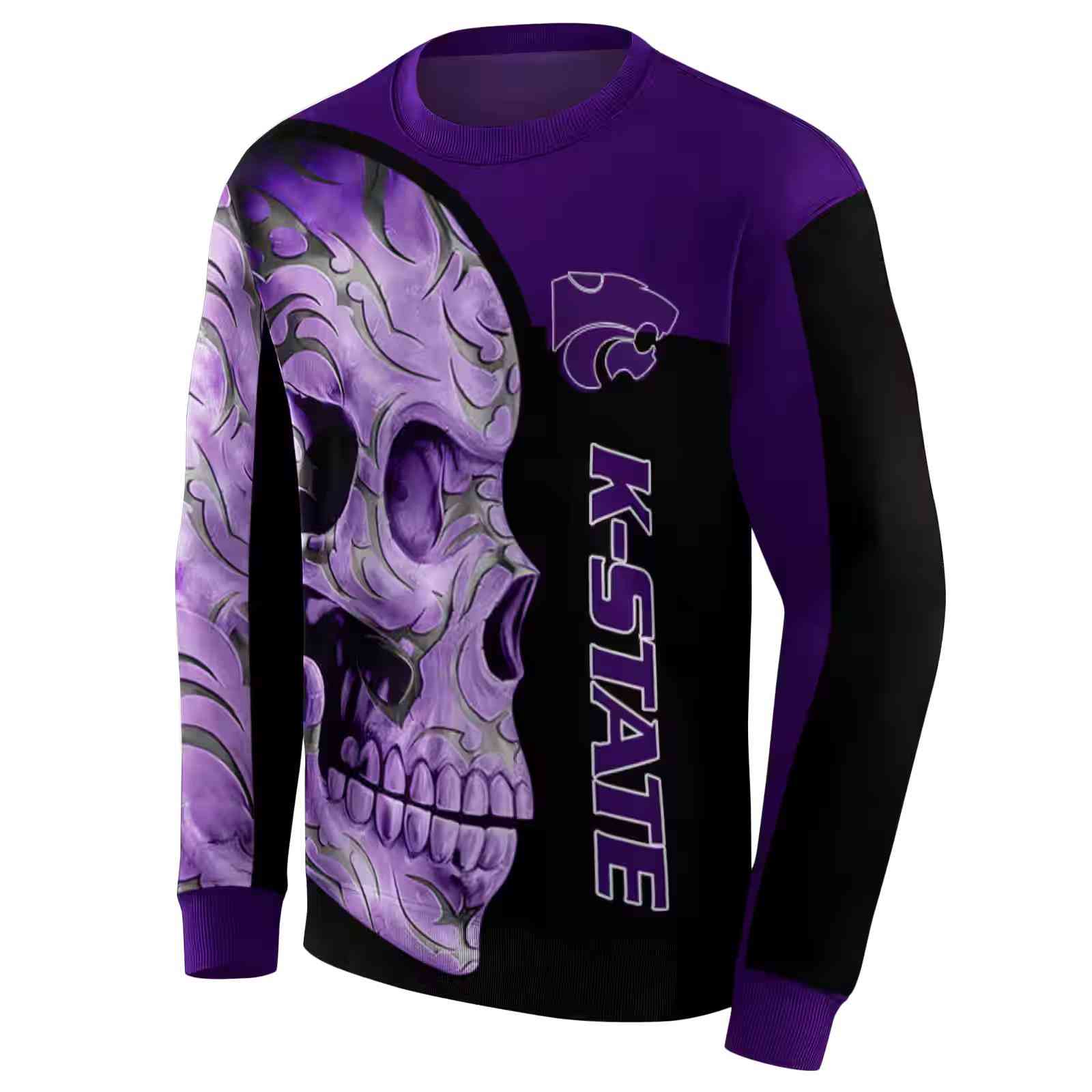 kansas state wildcats skull motif purple black hoodie new arrival