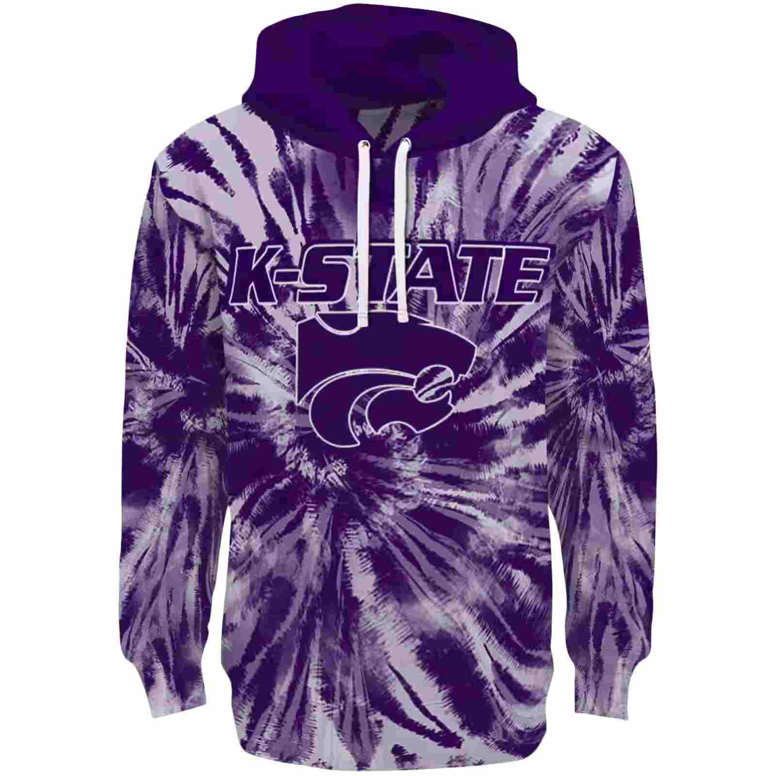 Kansas State Wildcats Tie Dye Pattern Purple Hoodie