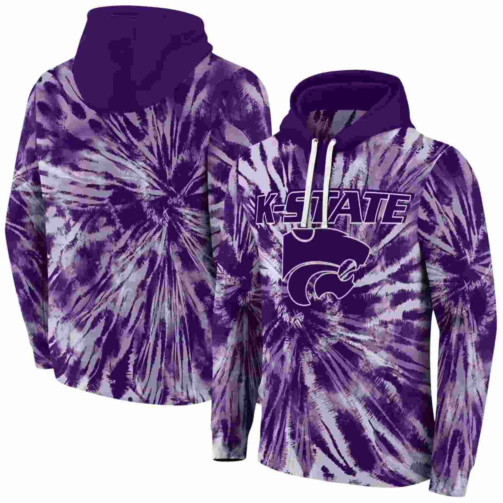 kansas state wildcats tie dye pattern purple hoodie fashion forward